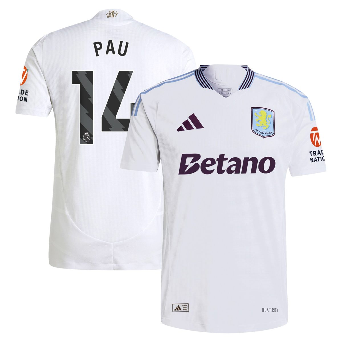 aston villa adidas away authentic shirt 2024-25 with pau 14 printing Collection | Aston Villa Football Kits and Shirts