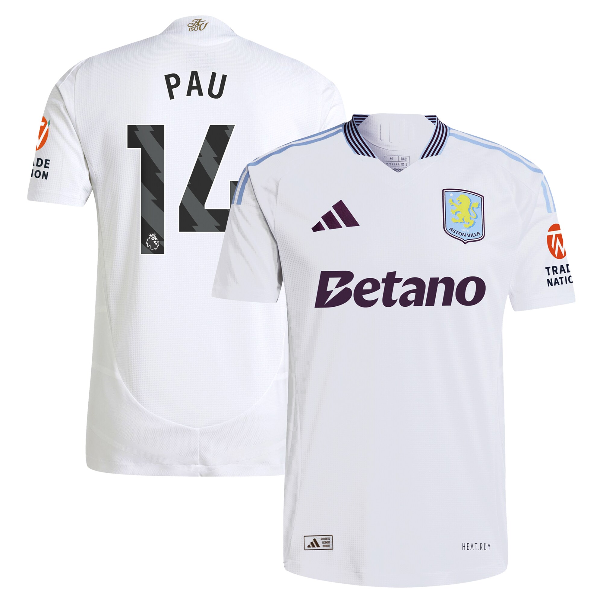 aston villa adidas away authentic shirt 2024-25 with pau 14 printing Collection | Aston Villa Football Kits and Shirts