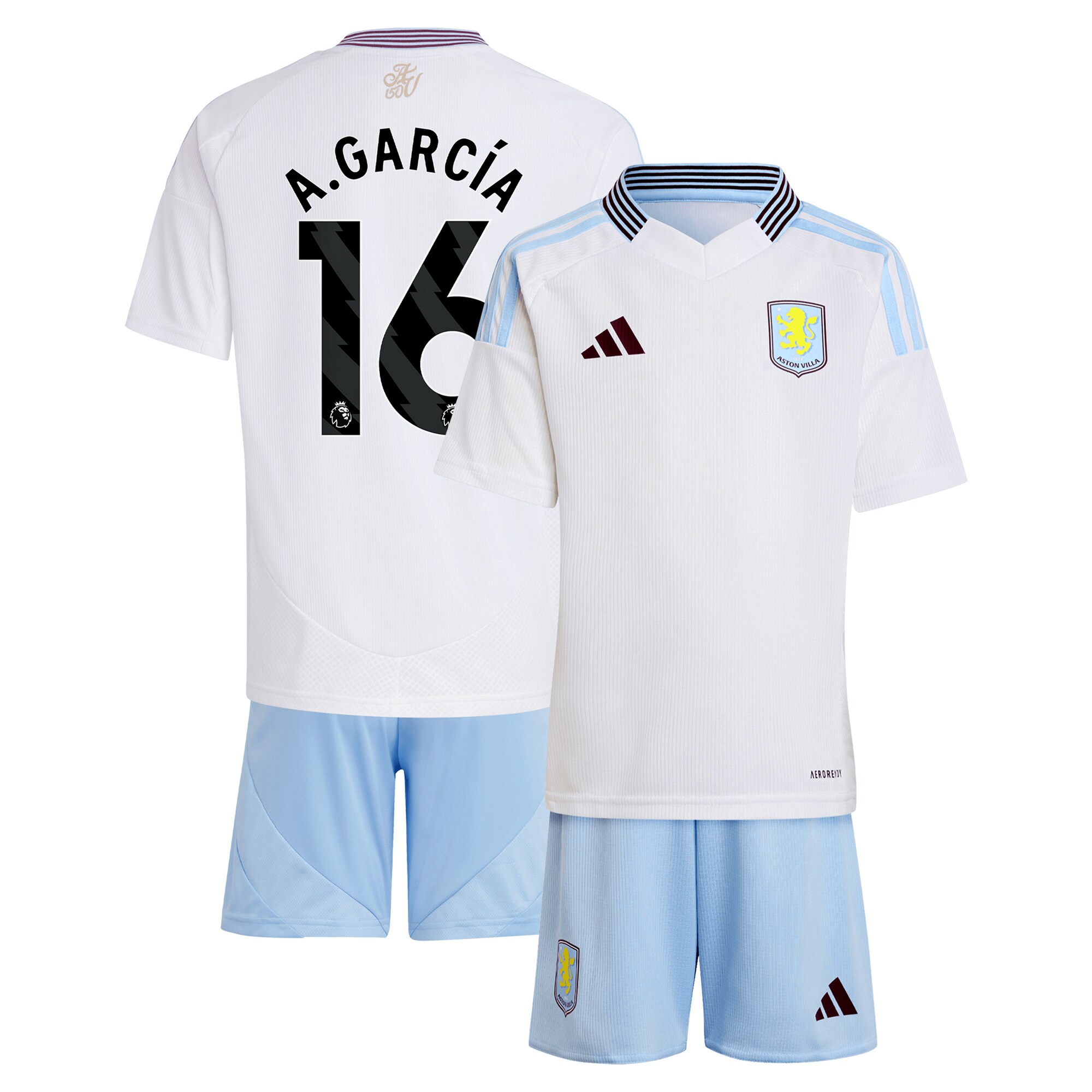 aston villa adidas away mini kit 2024-25 with a.garcía 16 printing Collection | Aston Villa Football Kits and Shirts