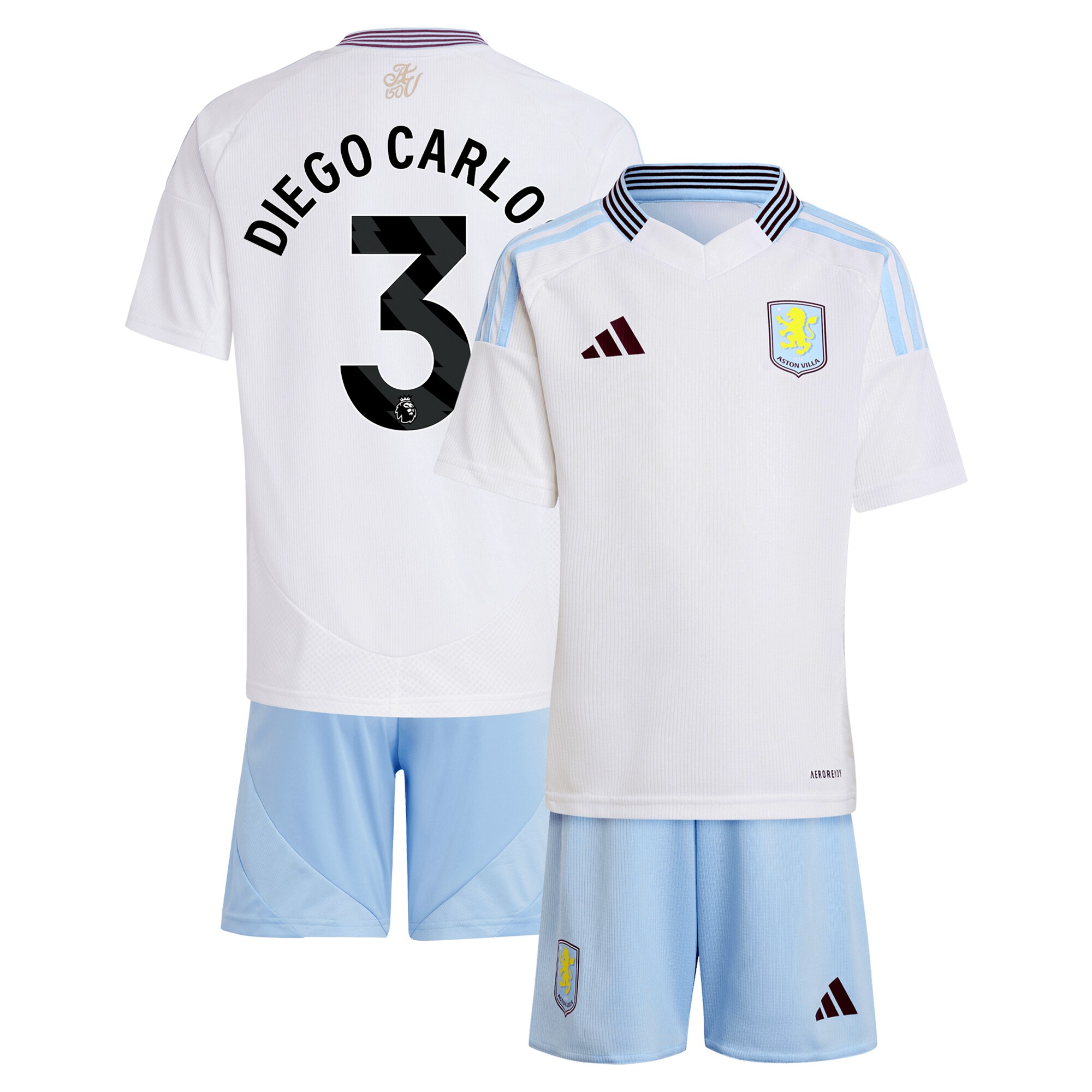 aston villa adidas away mini kit 2024-25 with diego carlos 3 printing Collection | Aston Villa Football Kits and Shirts