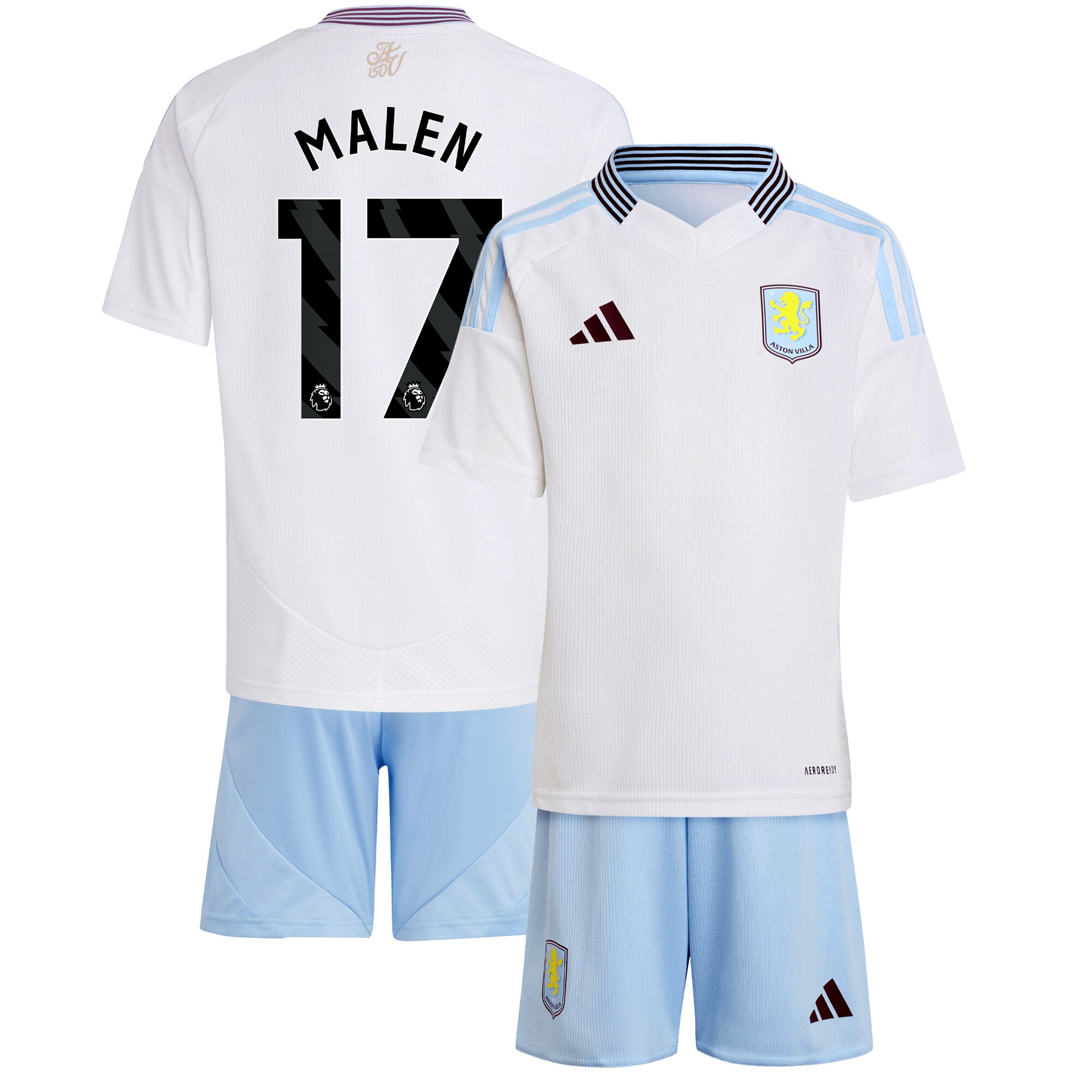 aston villa adidas away mini kit 2024-25 with malen 17 printing Collection | Aston Villa Football Kits and Shirts