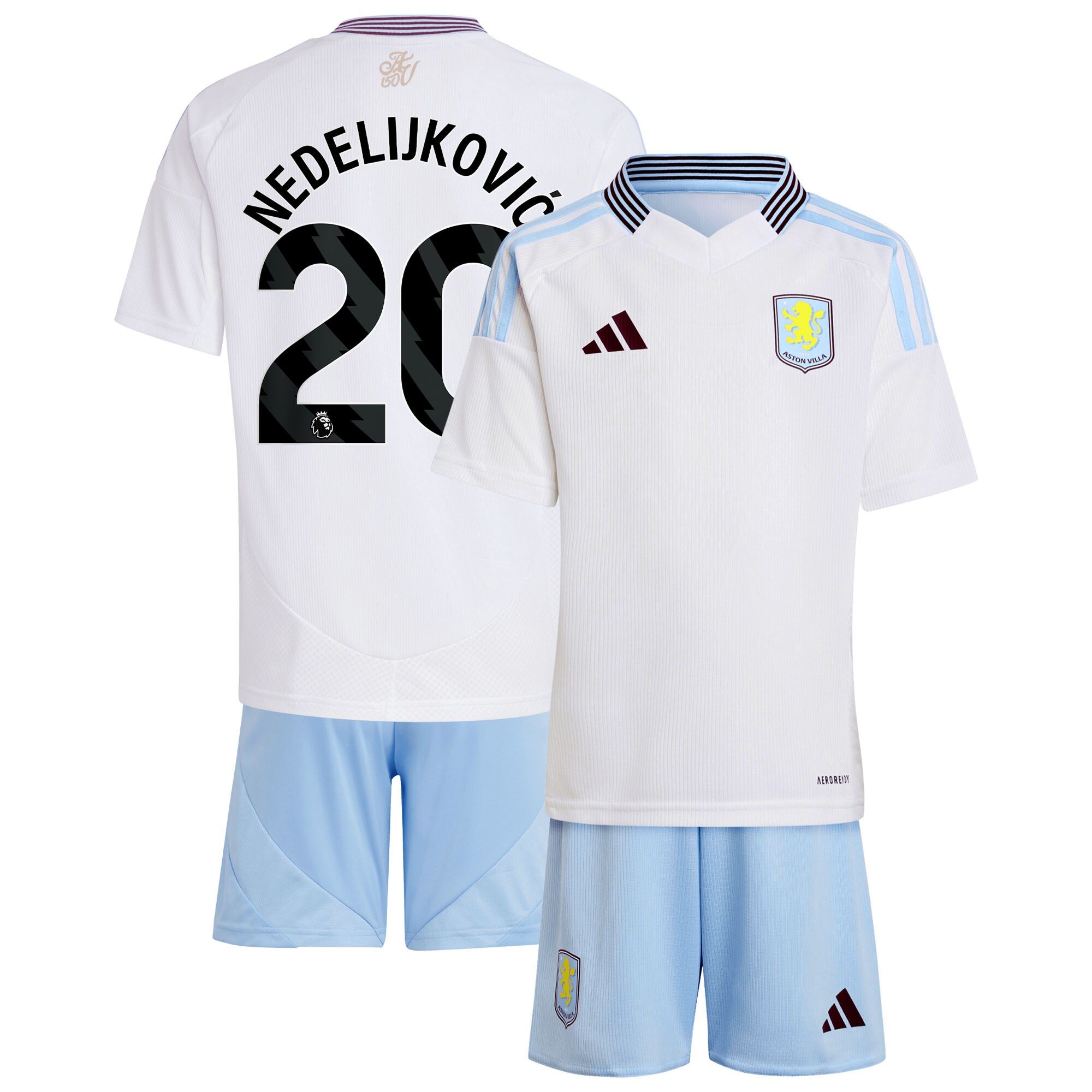 aston villa adidas away mini kit 2024-25 with nedeljković 20 printing Collection | Aston Villa Football Kits and Shirts