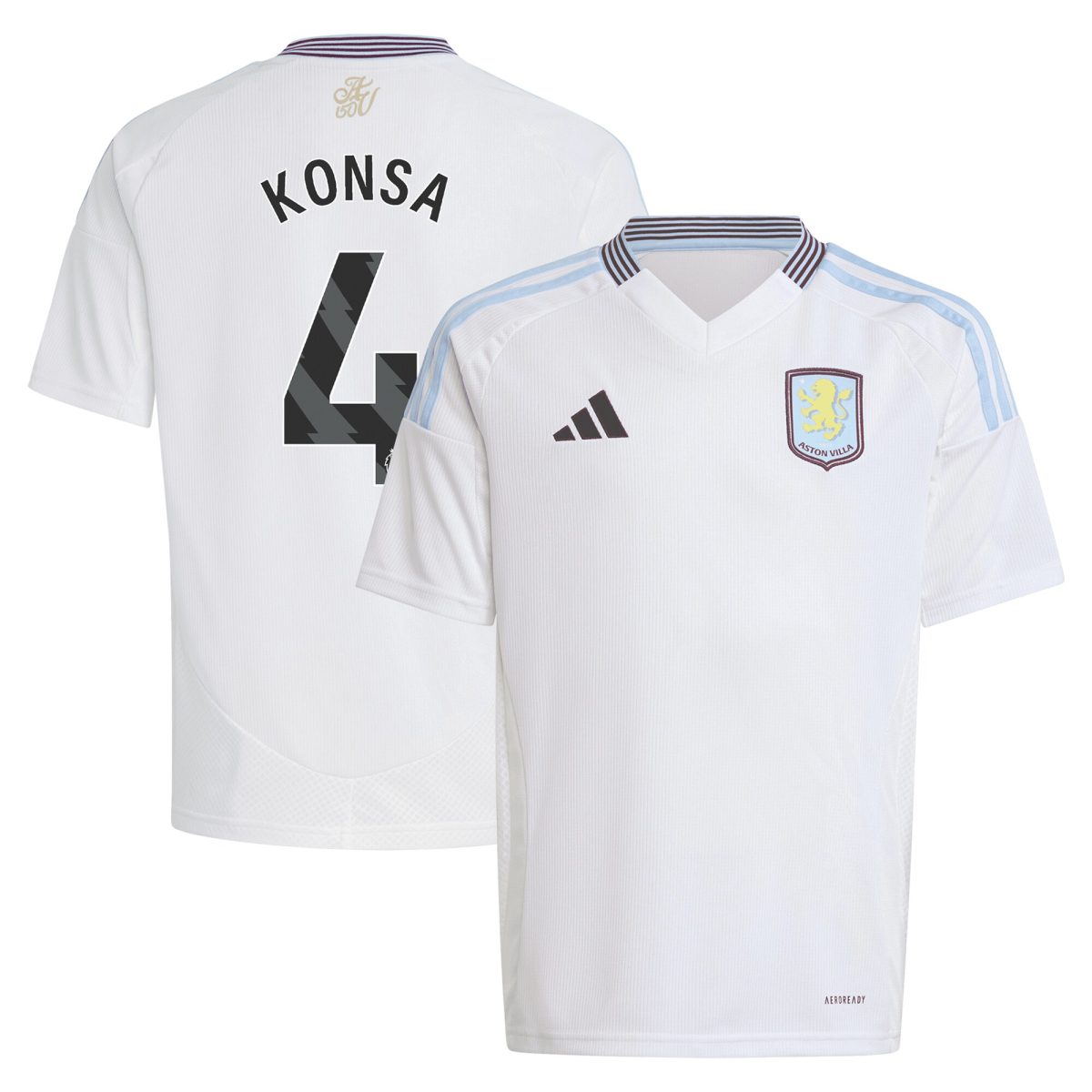 aston villa adidas away shirt 2024-25 – kids with konsa 4 printing Collection | Aston Villa Football Kits and Shirts