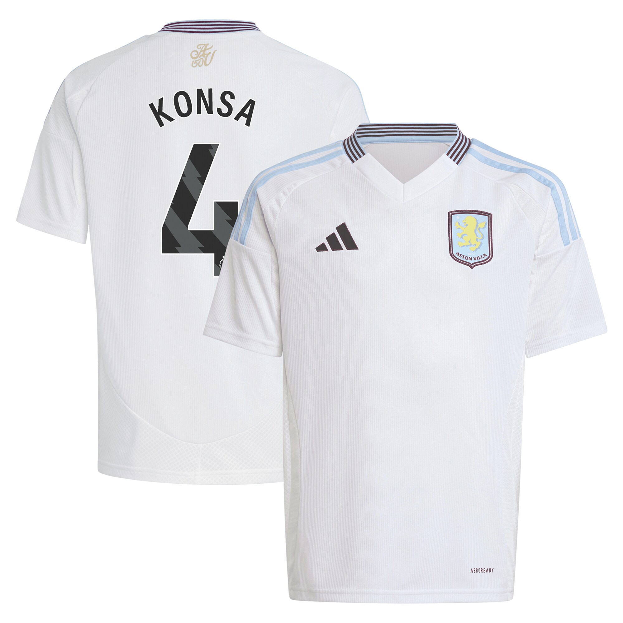 aston villa adidas away shirt 2024-25 – kids with konsa 4 printing Collection | Aston Villa Football Kits and Shirts