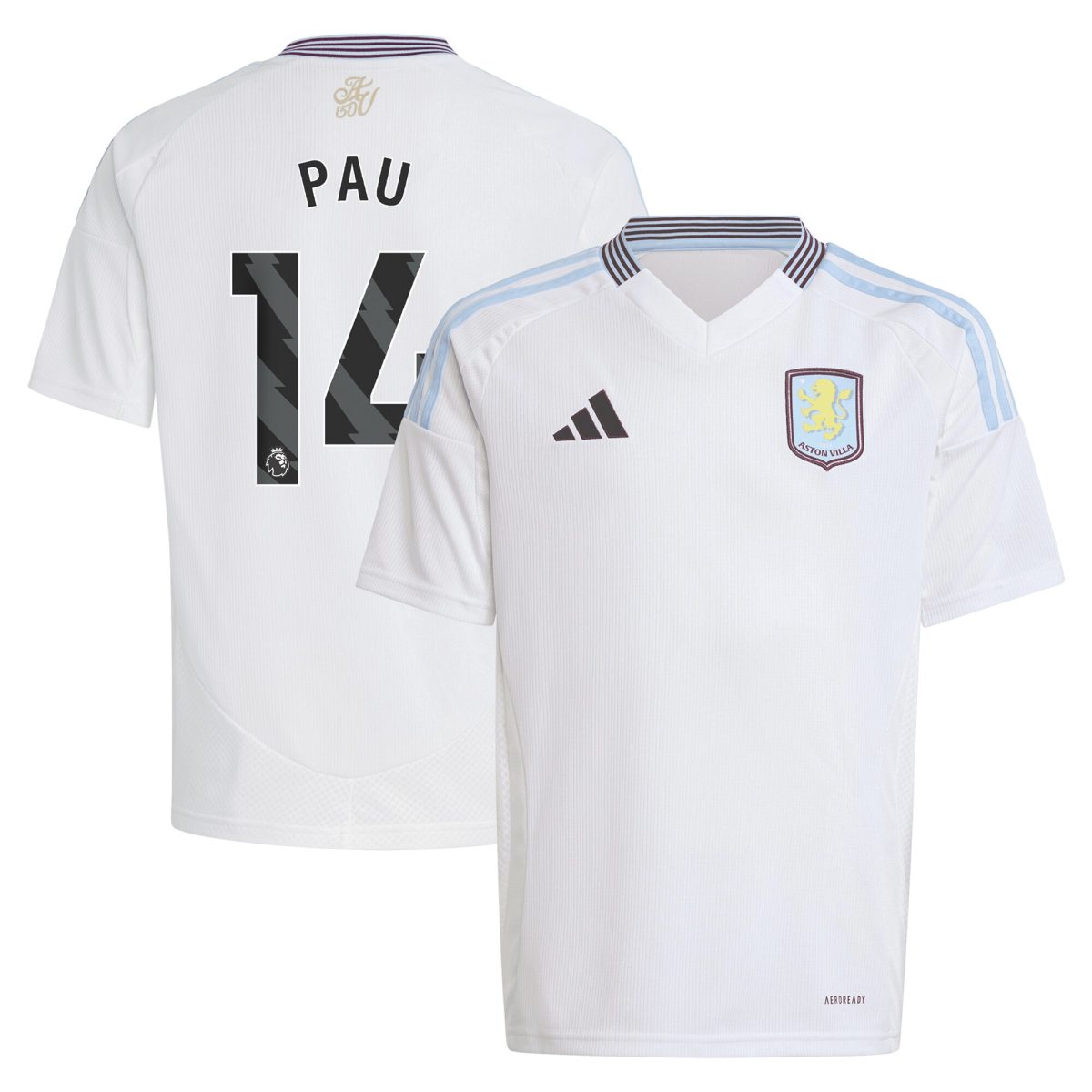 aston villa adidas away shirt 2024-25 – kids with pau 14 printing Collection | Aston Villa Football Kits and Shirts