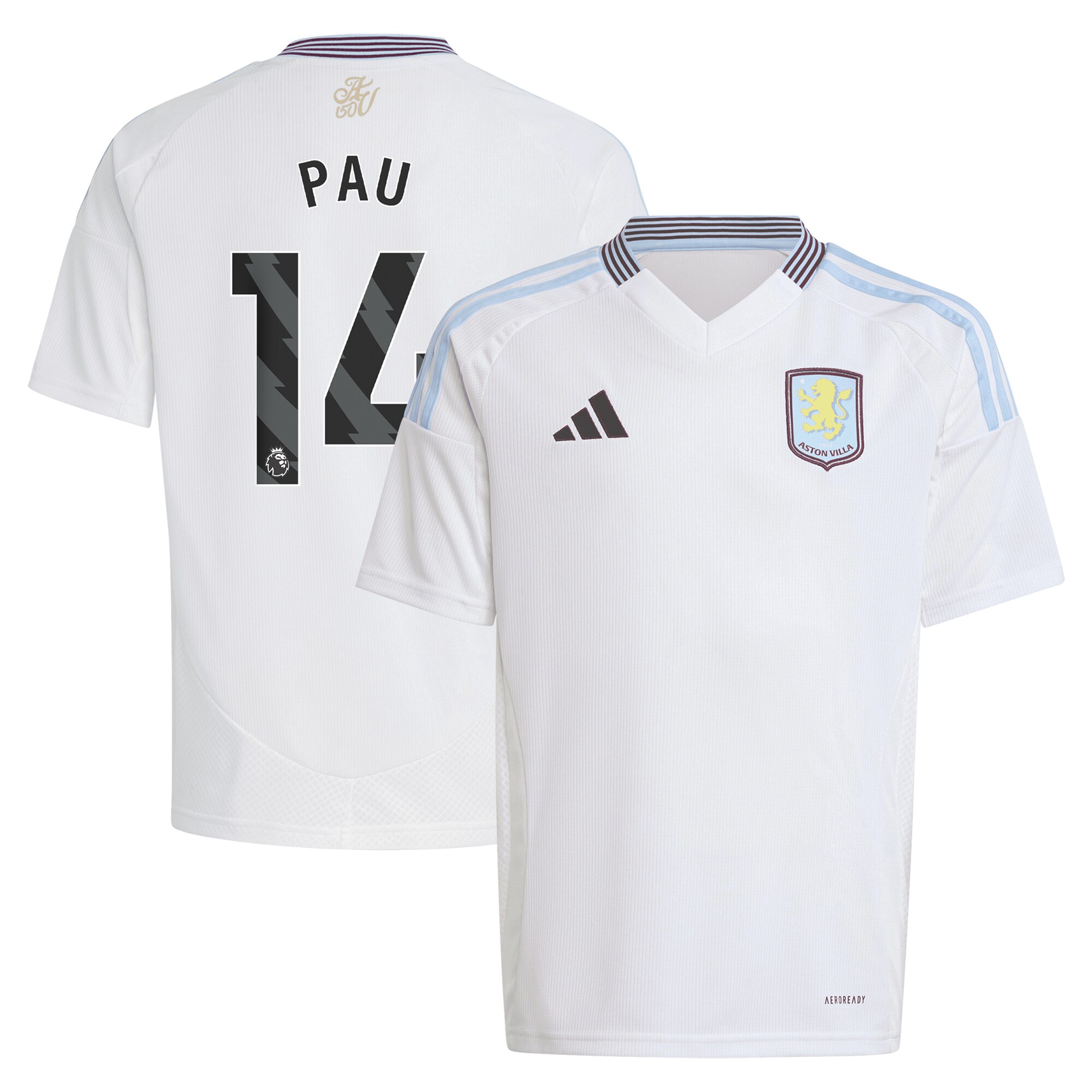 aston villa adidas away shirt 2024-25 – kids with pau 14 printing Collection | Aston Villa Football Kits and Shirts
