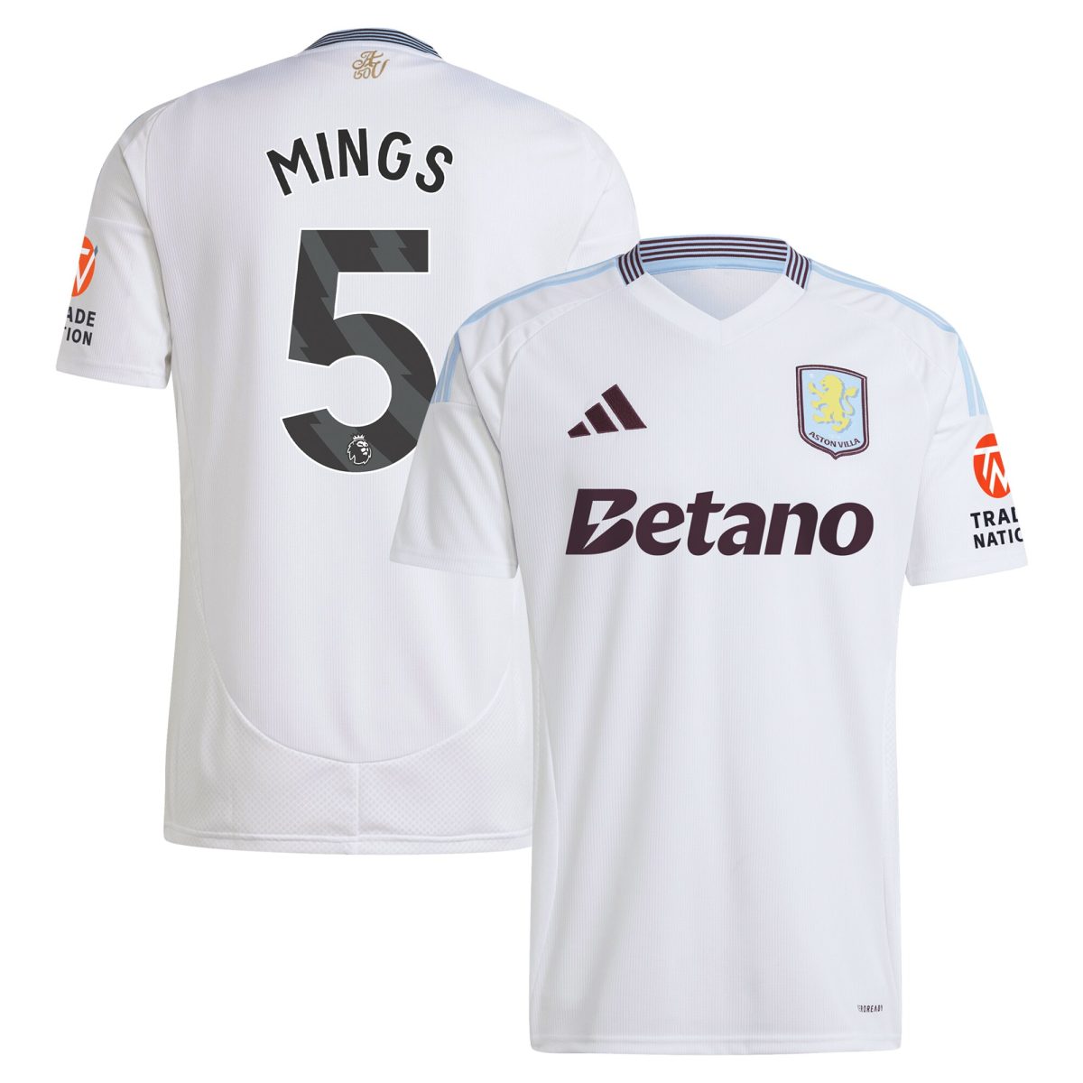 aston villa adidas away shirt 2024-25 with mings 5 printing Collection | Aston Villa Football Kits and Shirts