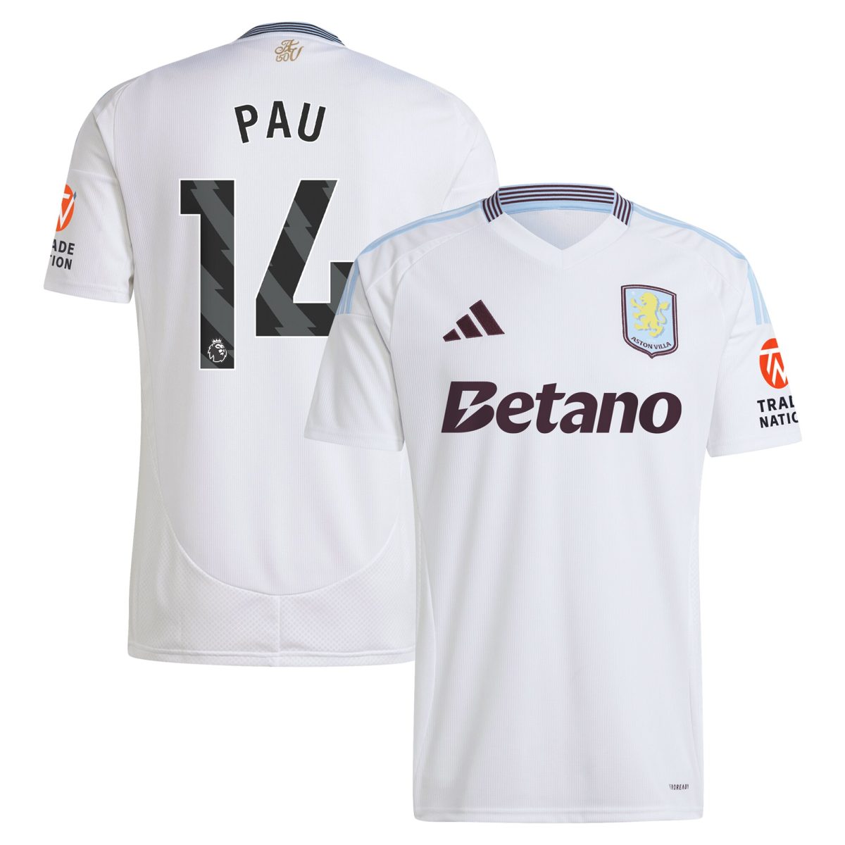 aston villa adidas away shirt 2024-25 with pau 14 printing Collection | Aston Villa Football Kits and Shirts