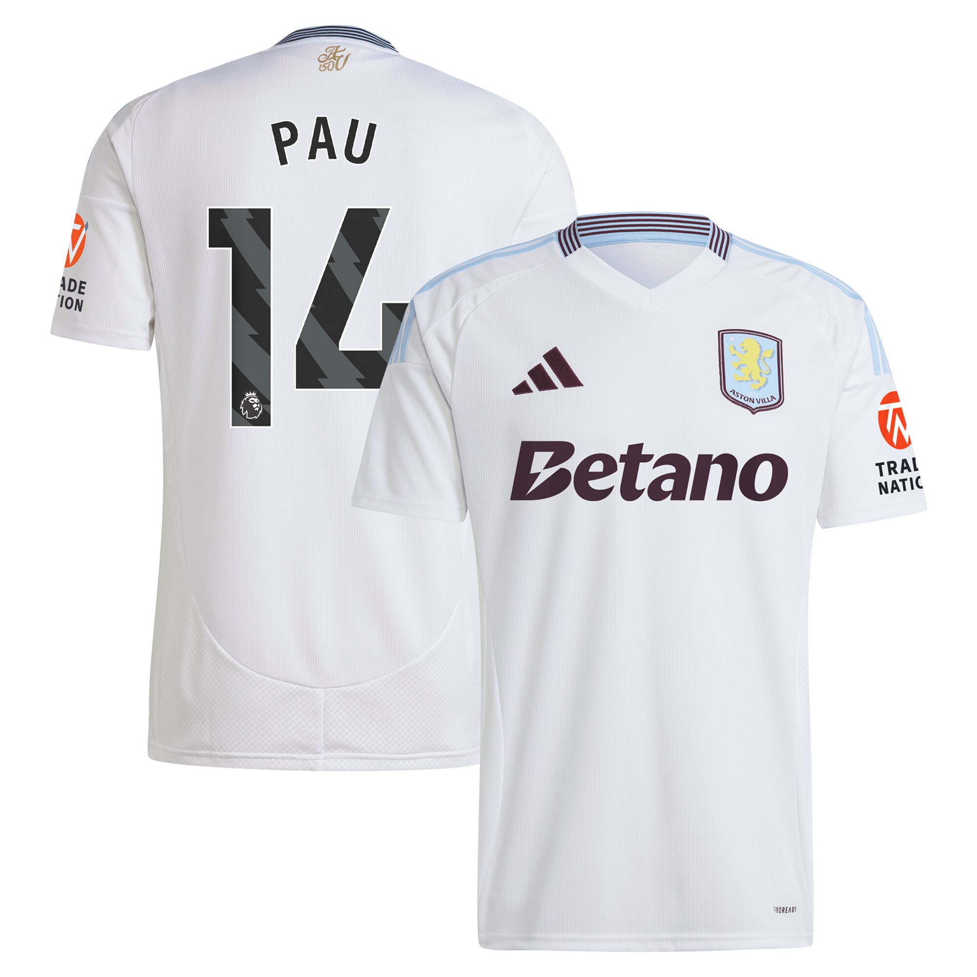 aston villa adidas away shirt 2024-25 with pau 14 printing Collection | Aston Villa Football Kits and Shirts