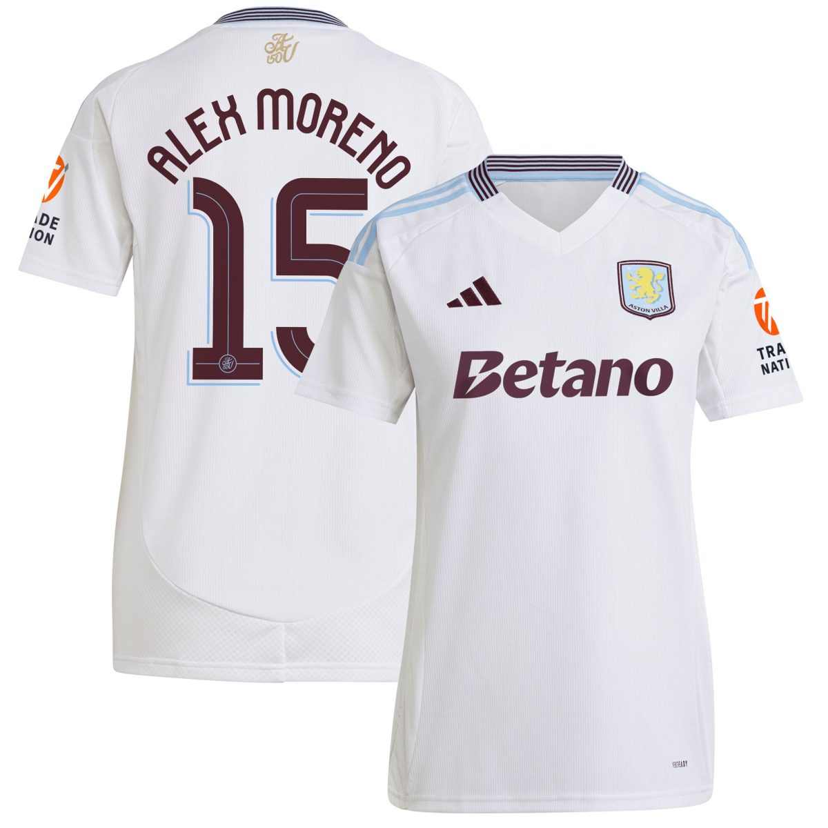 aston villa adidas away shirt 2024-25 – womens with alex moreno 15 cup printing Collection | Aston Villa Football Kits and Shirts