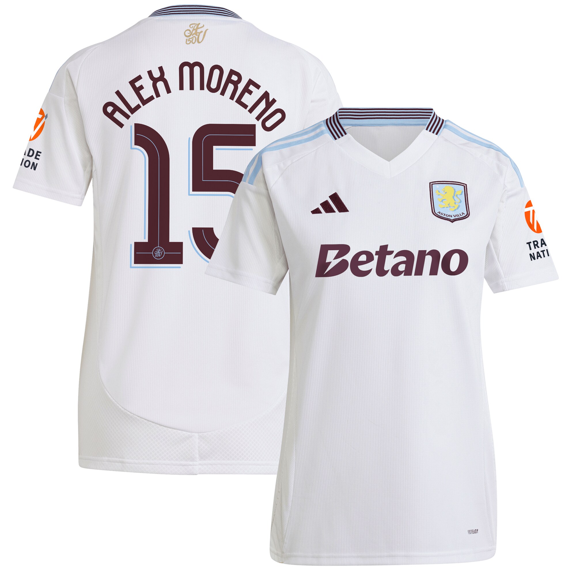 aston villa adidas away shirt 2024-25 – womens with alex moreno 15 cup printing Collection | Aston Villa Football Kits and Shirts
