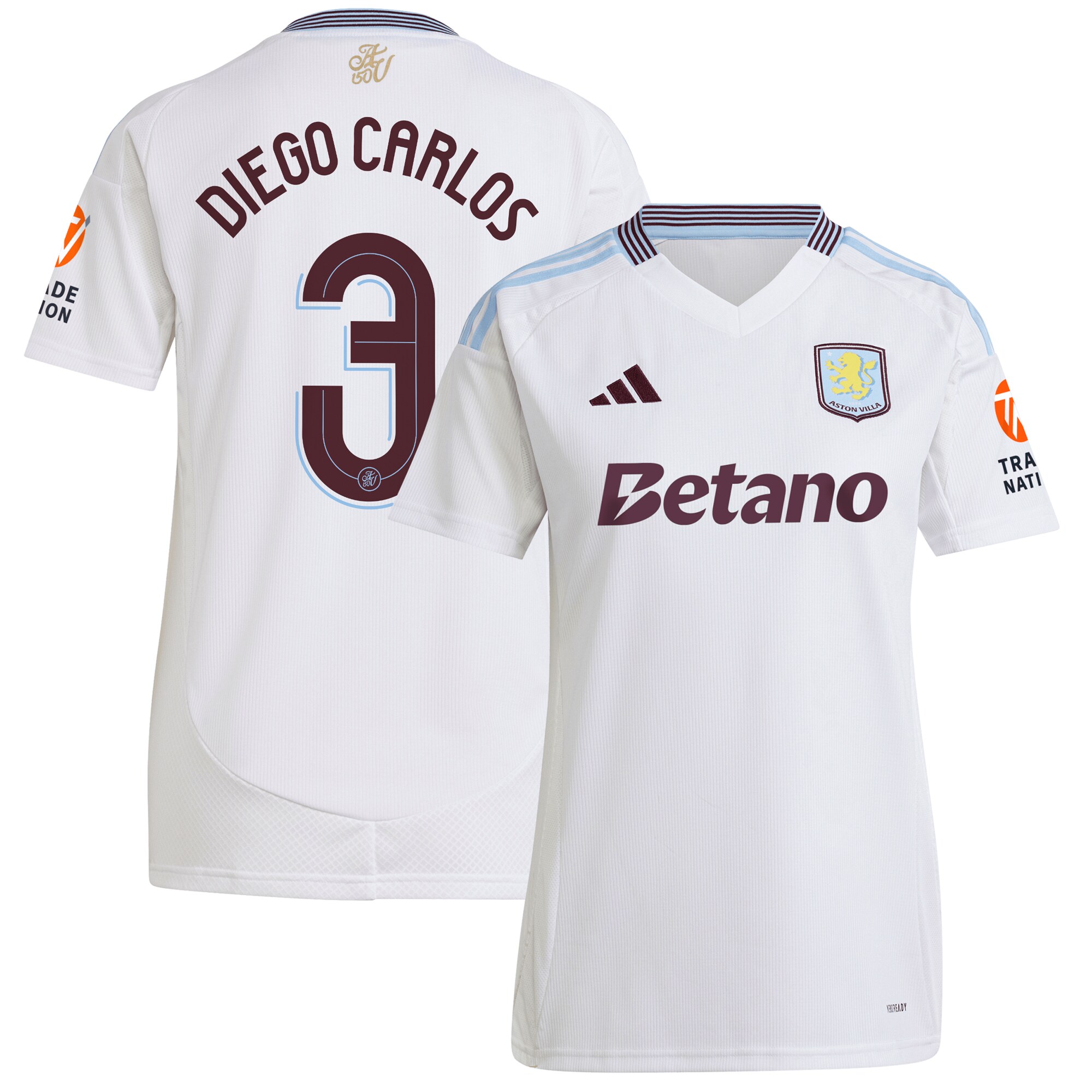 aston villa adidas away shirt 2024-25 – womens with diego carlos 3 cup printing Collection | Aston Villa Football Kits and Shirts
