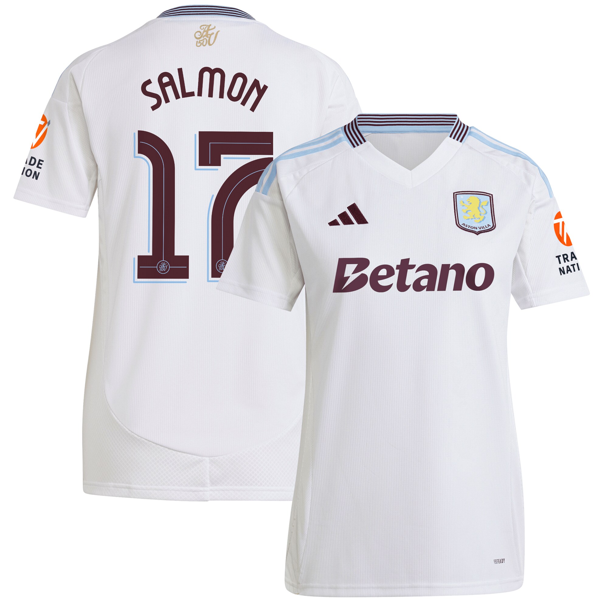 aston villa adidas away shirt 2024-25 – womens with salmon 17 cup printing Collection | Aston Villa Football Kits and Shirts