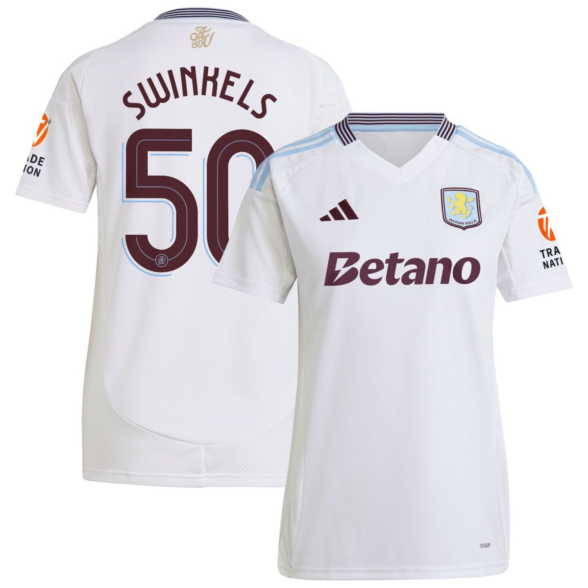 aston villa adidas away shirt 2024-25 – womens with swinkels 50 cup printing Collection | Aston Villa Football Kits and Shirts