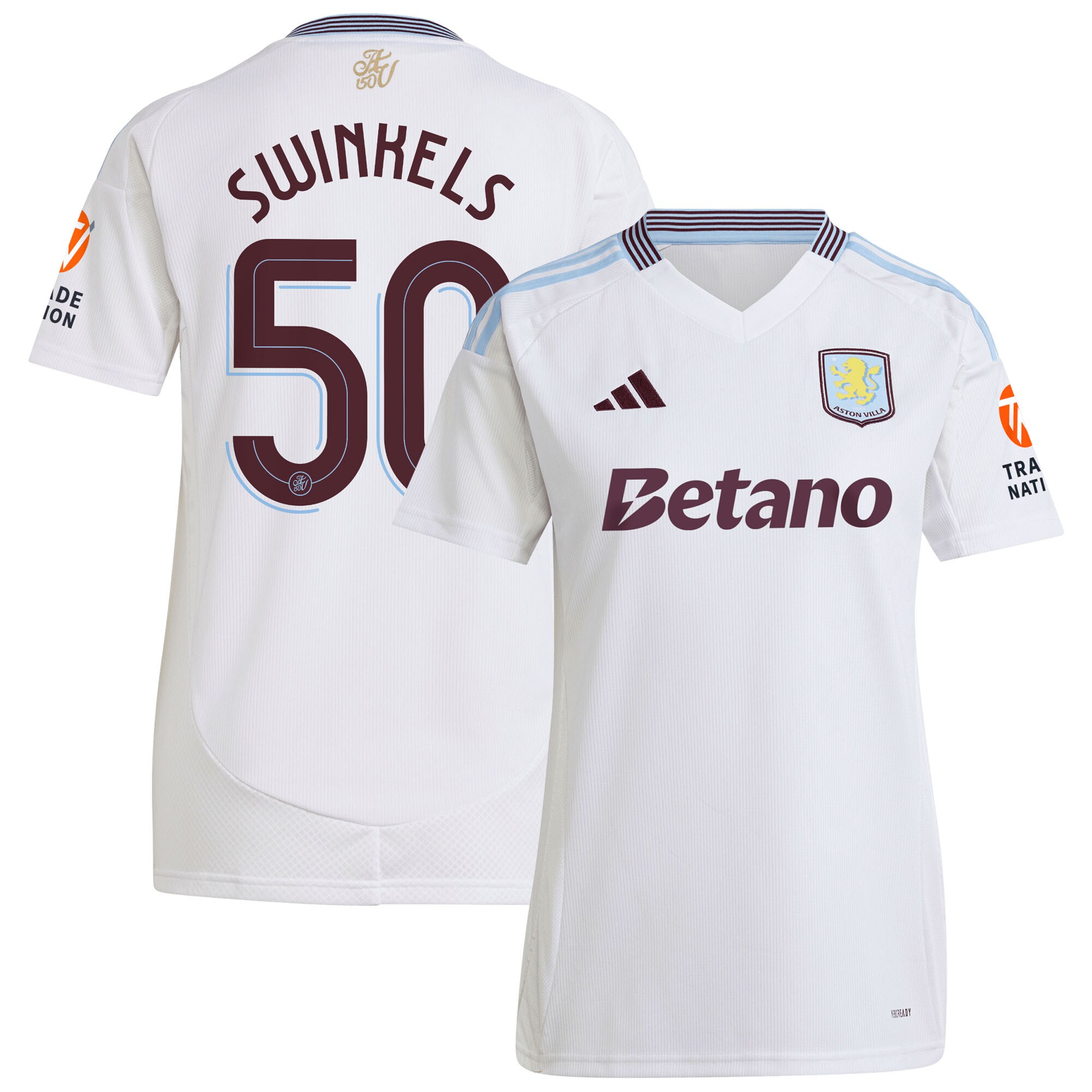 aston villa adidas away shirt 2024-25 – womens with swinkels 50 cup printing Collection | Aston Villa Football Kits and Shirts