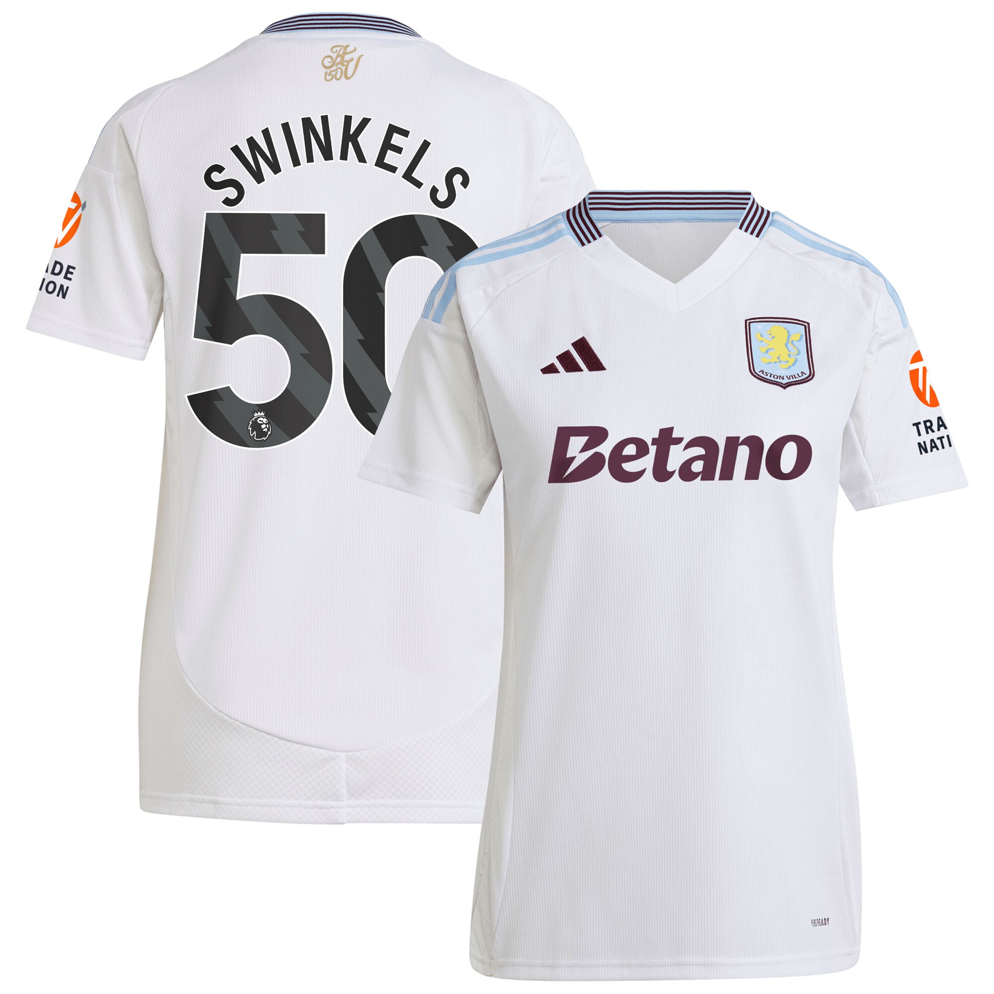 aston villa adidas away shirt 2024-25 – womens with swinkels 50 printing Collection | Aston Villa Football Kits and Shirts