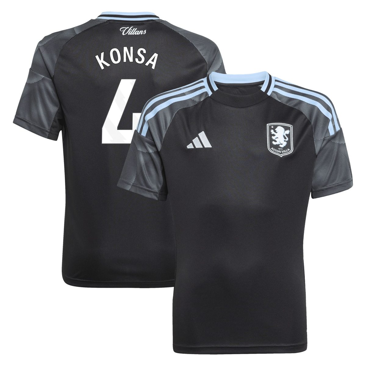 aston villa adidas away shirt 2025-26 – kids with konsa 4 printing Collection | Aston Villa Football Kits and Shirts