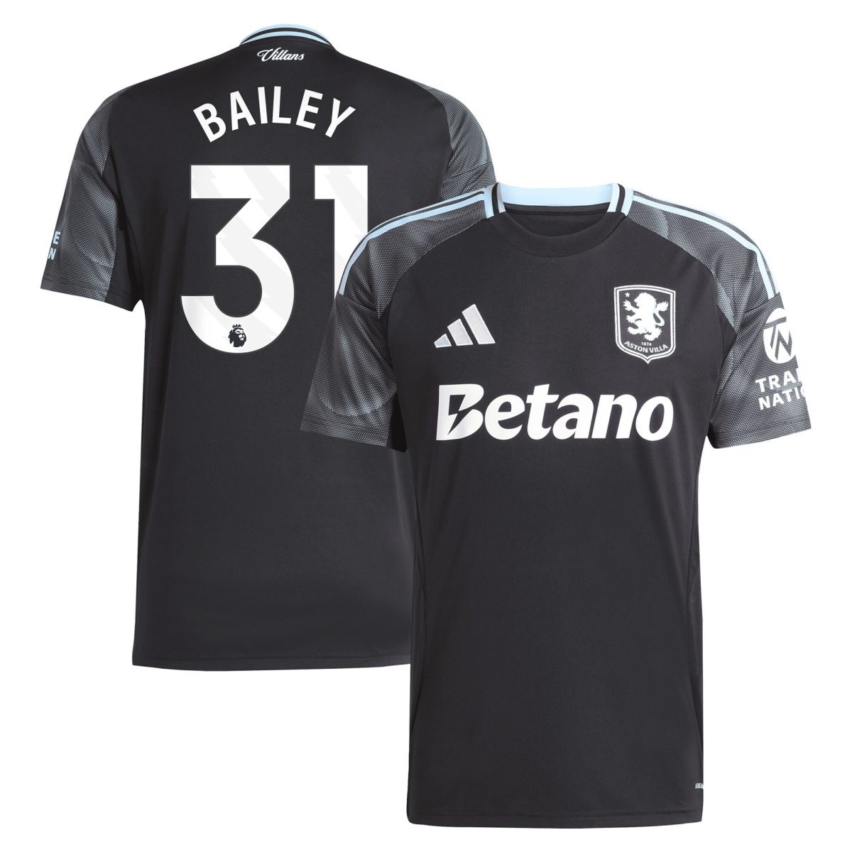 aston villa adidas away shirt 2025-26 with bailey 31 printing Collection | Aston Villa Football Kits and Shirts