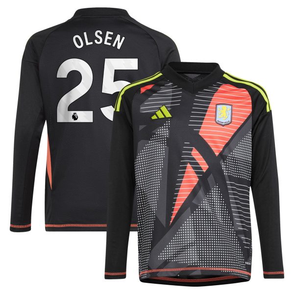 aston villa adidas goalkeeper shirt 2024-25 – long sleeve – kids with olsen 25 printing – 202029322 Collection | Aston Villa Football Kits and Shirts