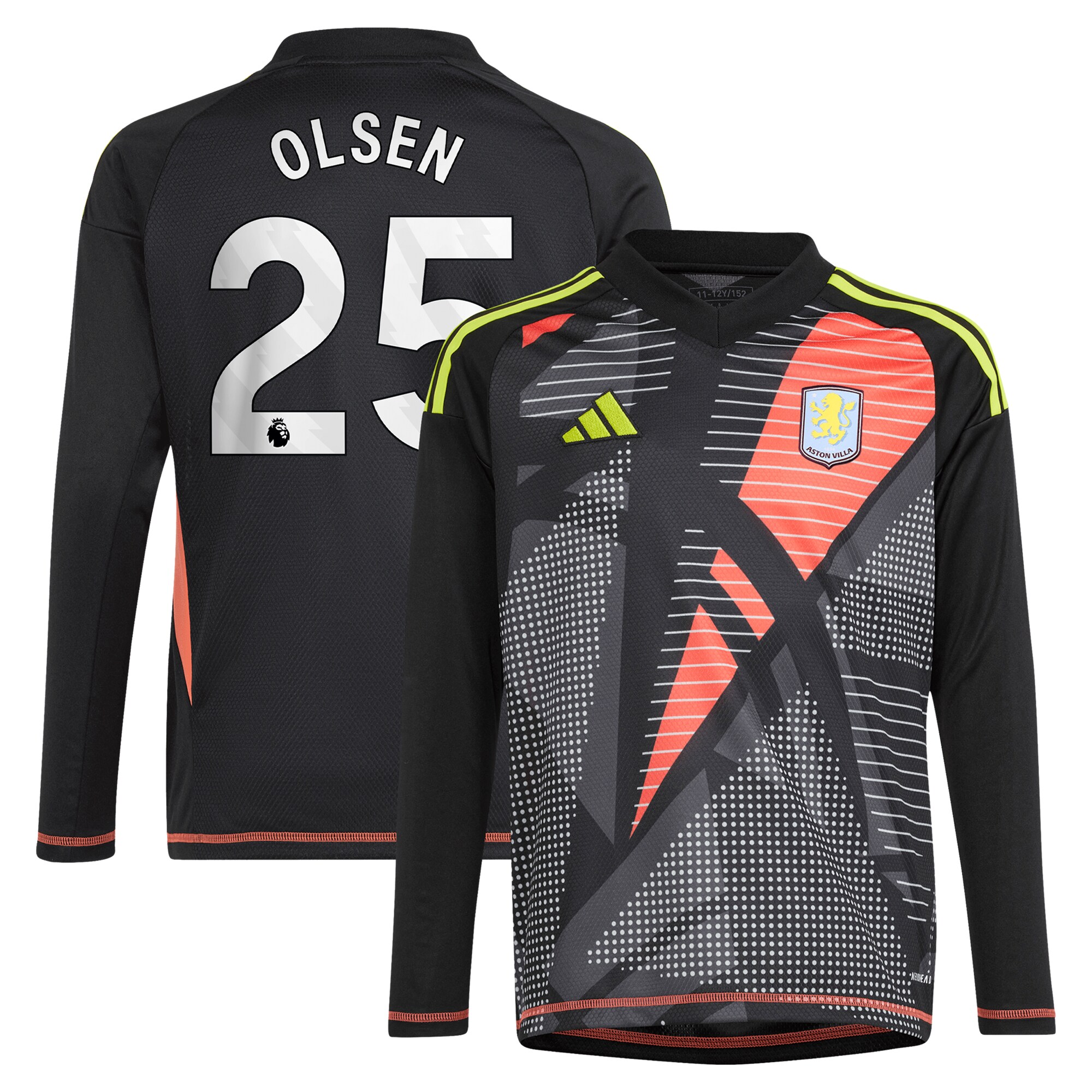 aston villa adidas goalkeeper shirt 2024-25 – long sleeve – kids with olsen 25 printing – 202029322 Collection | Aston Villa Football Kits and Shirts