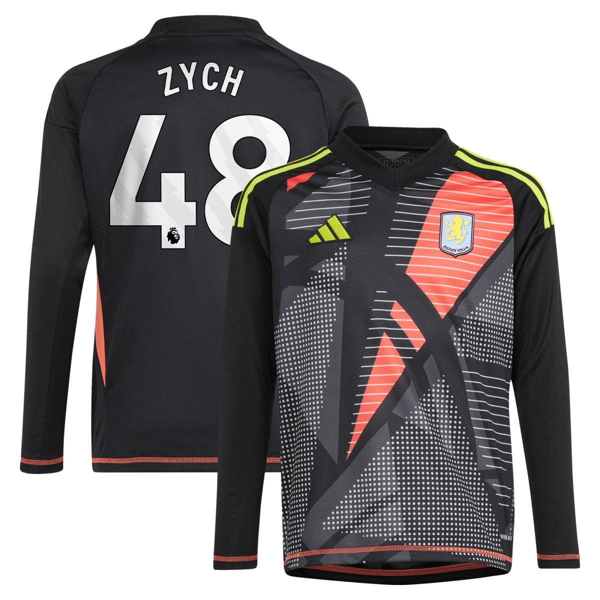 aston villa adidas goalkeeper shirt 2024-25 – long sleeve – kids with zych 48 printing – 202153091 Collection | Aston Villa Football Kits and Shirts