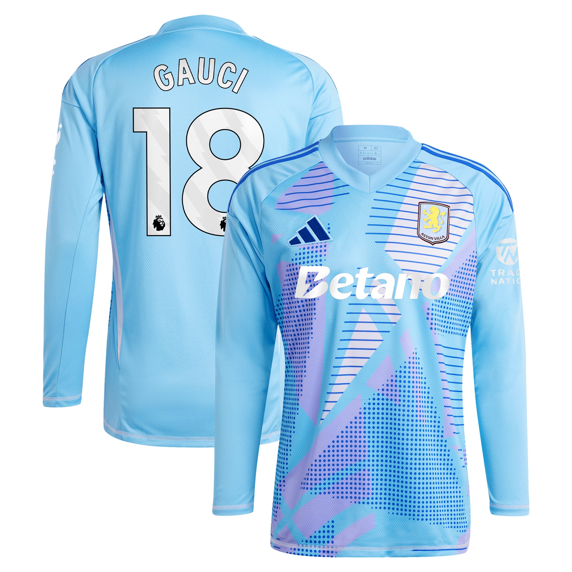 aston villa adidas goalkeeper shirt 2024-25 – long sleeve with gauci 18 printing – 202030982 Collection | Aston Villa Football Kits and Shirts