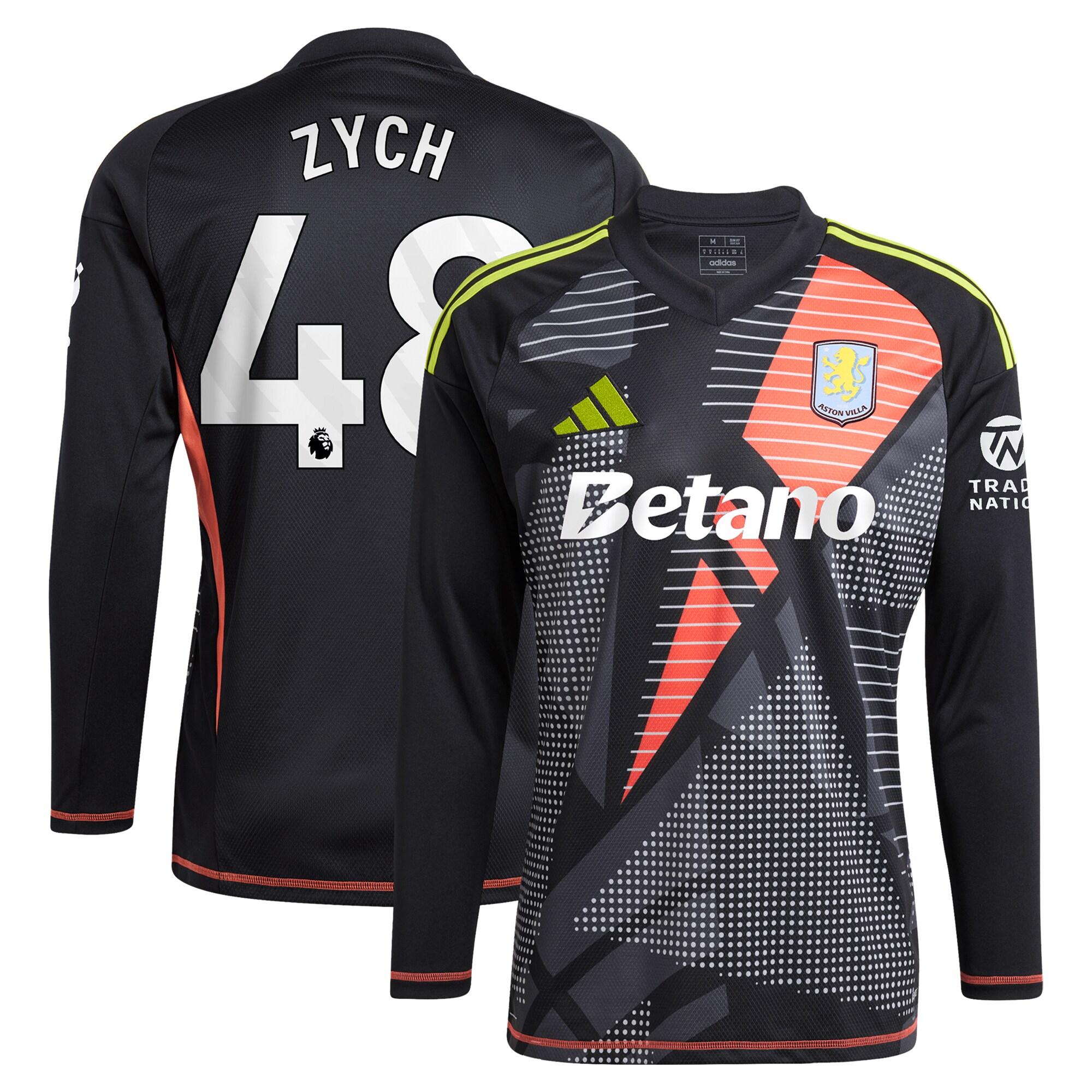 aston villa adidas goalkeeper shirt 2024-25 – long sleeve with zych 48 printing – 202153090 Collection | Aston Villa Football Kits and Shirts