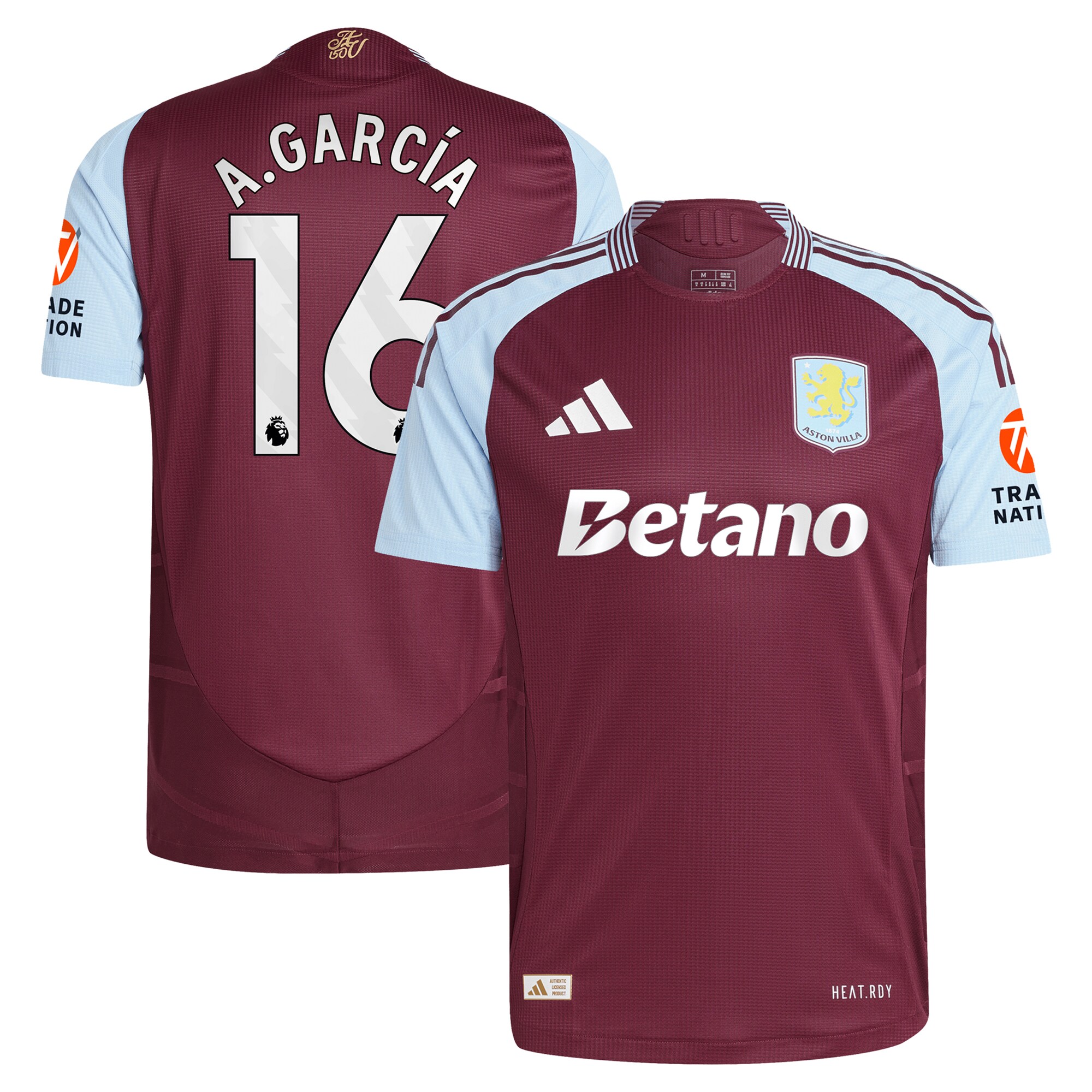 aston villa adidas home authentic shirt 2024-25 with a.garcía 16 printing Collection | Aston Villa Football Kits and Shirts