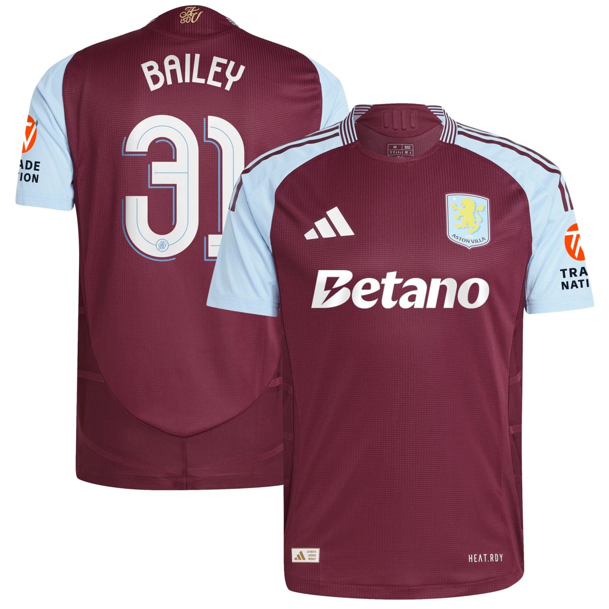 aston villa adidas home authentic shirt 2024-25 with bailey 31 cup printing Collection | Aston Villa Football Kits and Shirts