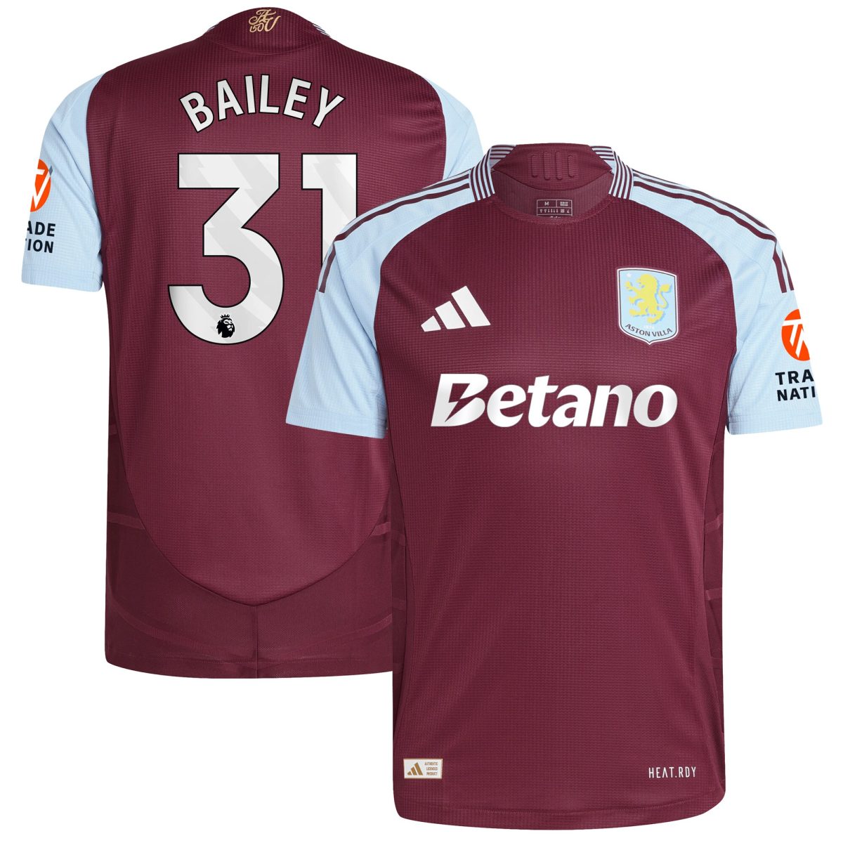 aston villa adidas home authentic shirt 2024-25 with bailey 31 printing Collection | Aston Villa Football Kits and Shirts