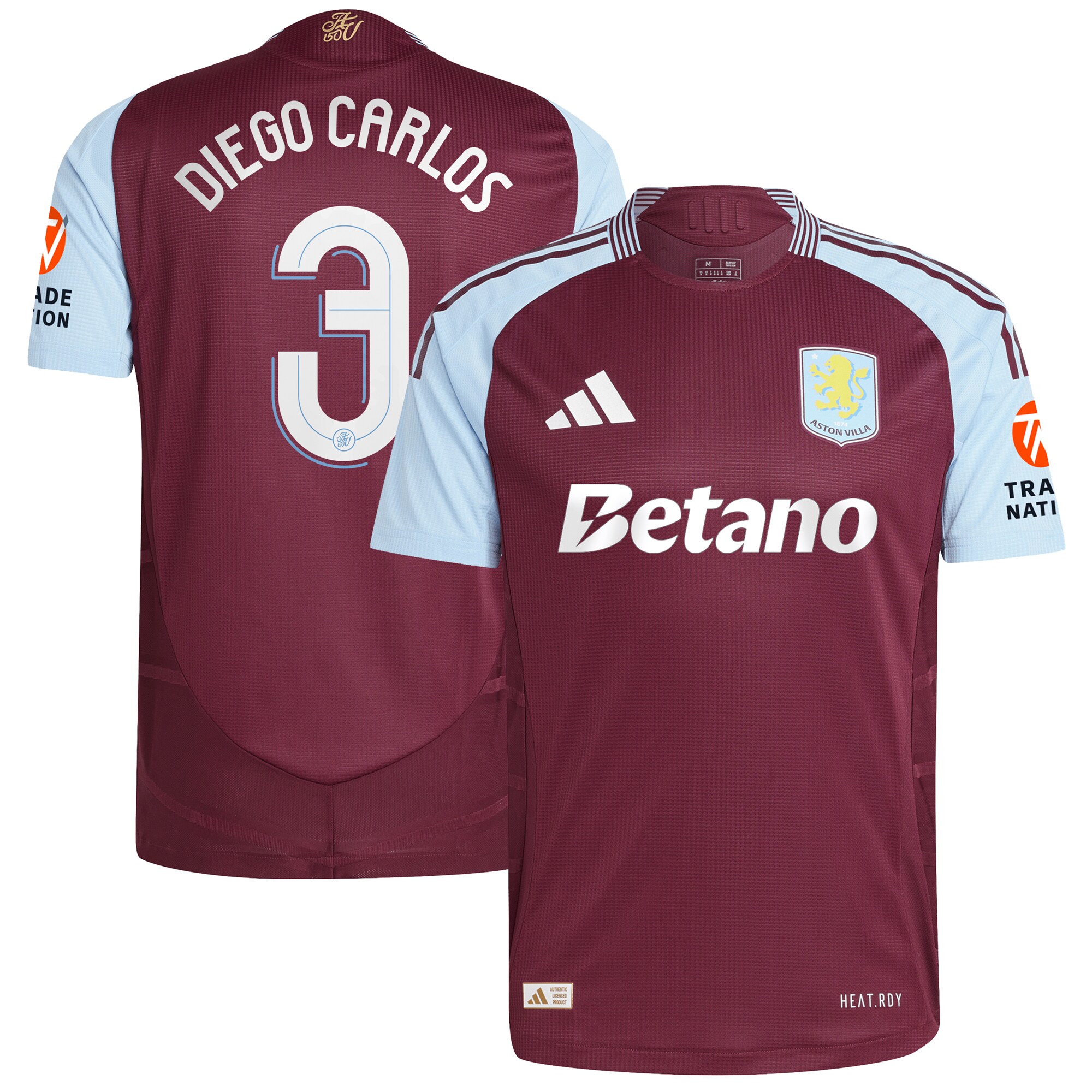 aston villa adidas home authentic shirt 2024-25 with diego carlos 3 cup printing Collection | Aston Villa Football Kits and Shirts