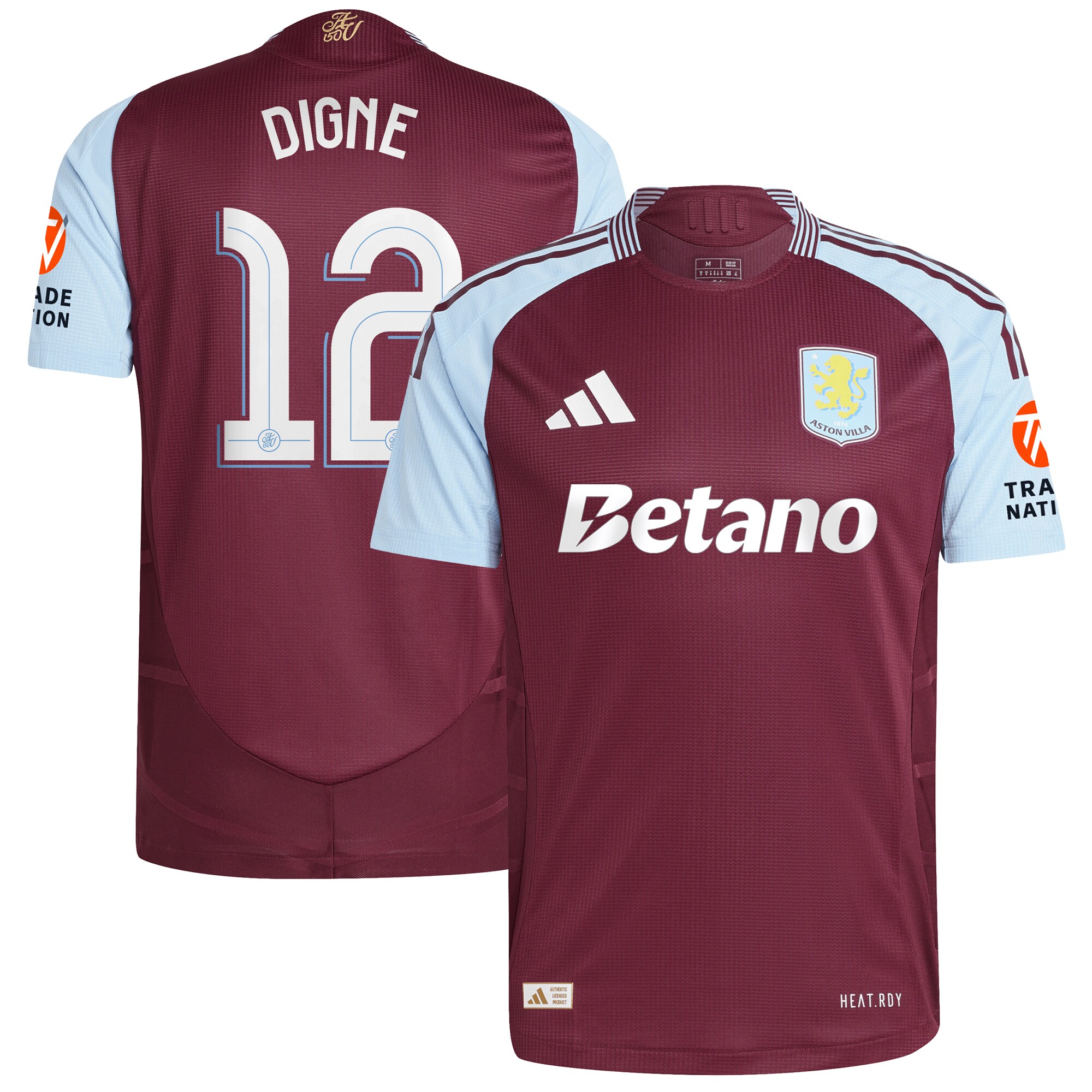 aston villa adidas home authentic shirt 2024-25 with digne 12 cup printing Collection | Aston Villa Football Kits and Shirts