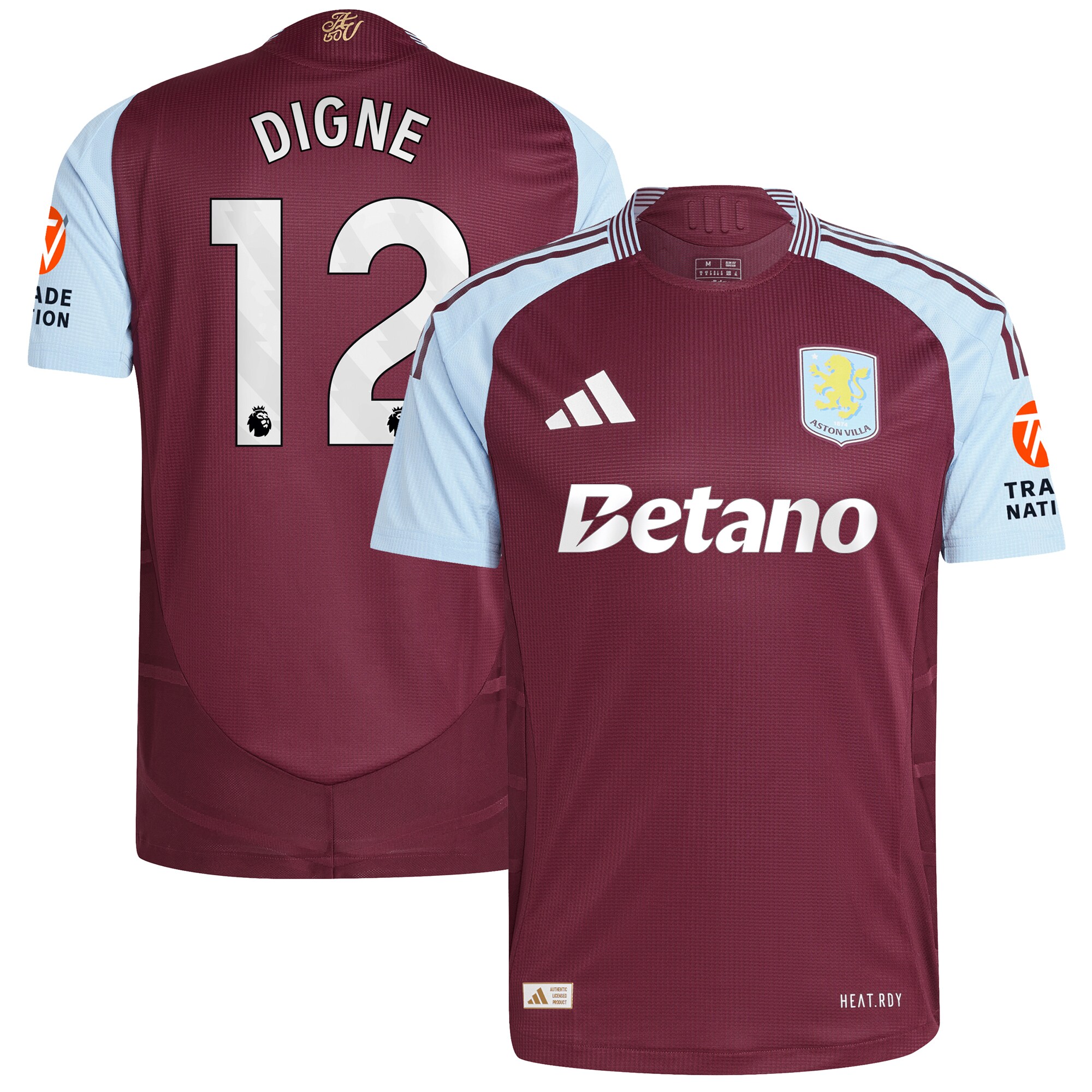 aston villa adidas home authentic shirt 2024-25 with digne 12 printing Collection | Aston Villa Football Kits and Shirts