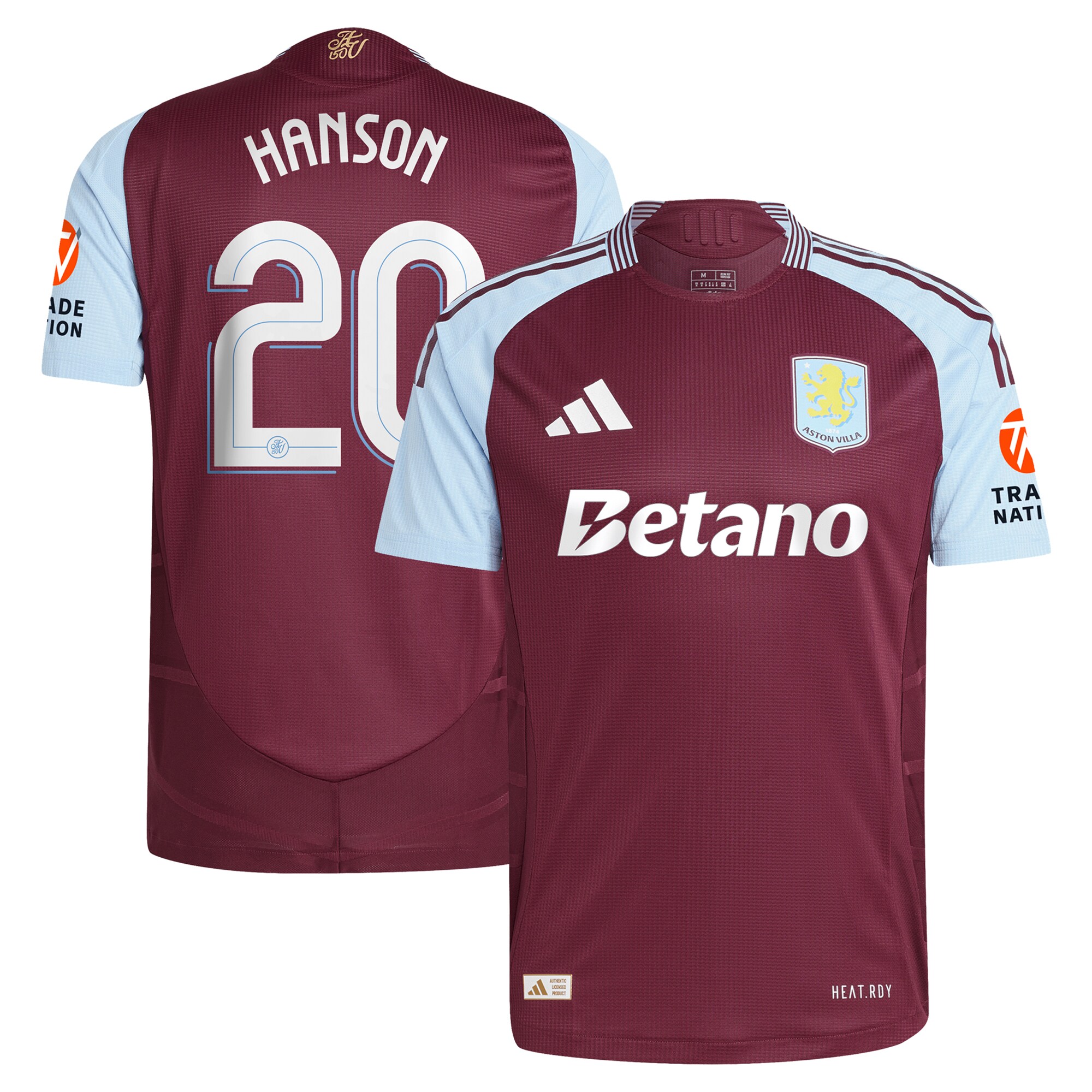 aston villa adidas home authentic shirt 2024-25 with hanson 20 cup printing Collection | Aston Villa Football Kits and Shirts