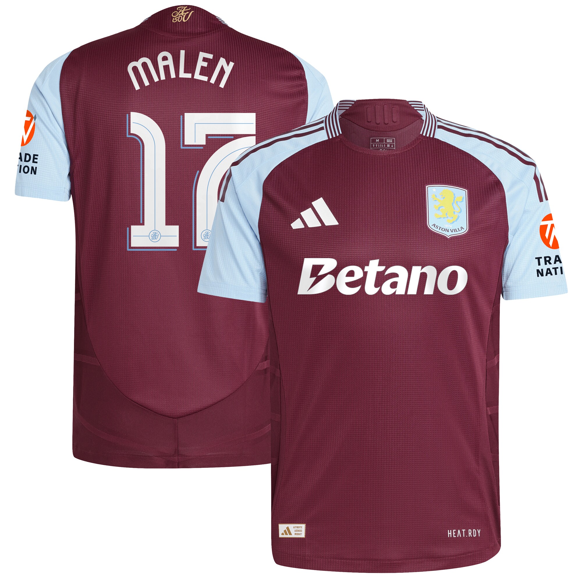 aston villa adidas home authentic shirt 2024-25 with malen 17 cup printing Collection | Aston Villa Football Kits and Shirts