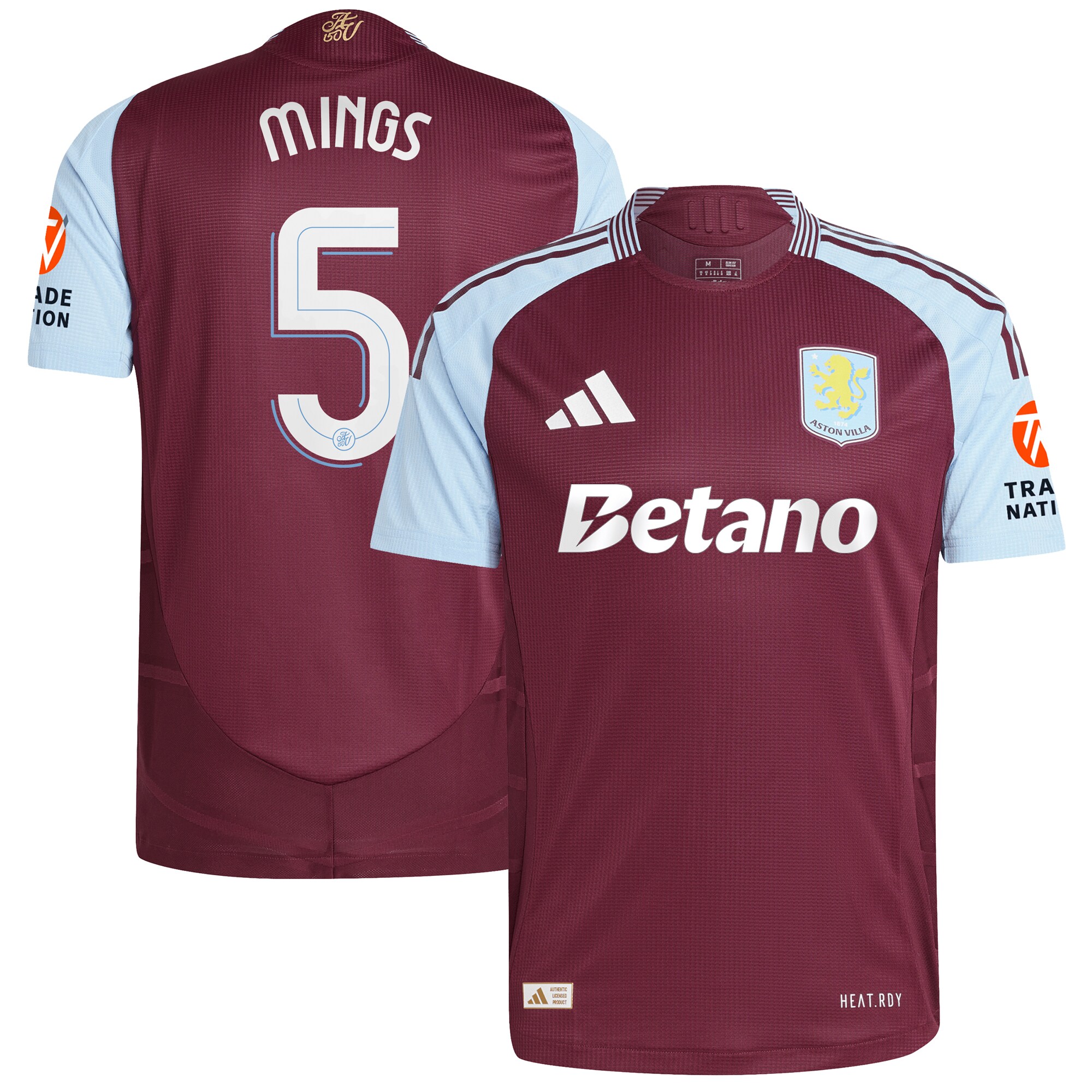 aston villa adidas home authentic shirt 2024-25 with mings 5 cup printing Collection | Aston Villa Football Kits and Shirts