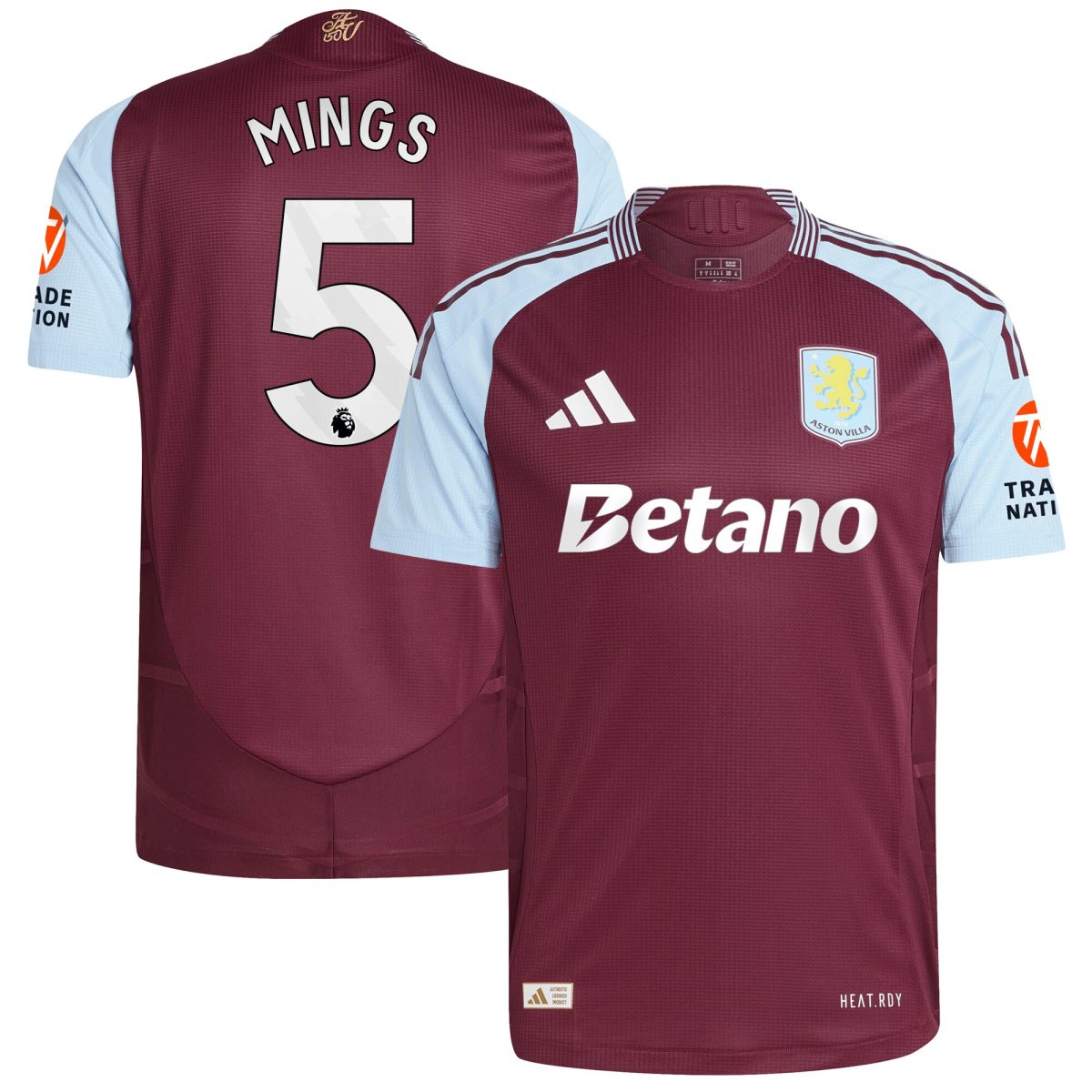 aston villa adidas home authentic shirt 2024-25 with mings 5 printing Collection | Aston Villa Football Kits and Shirts