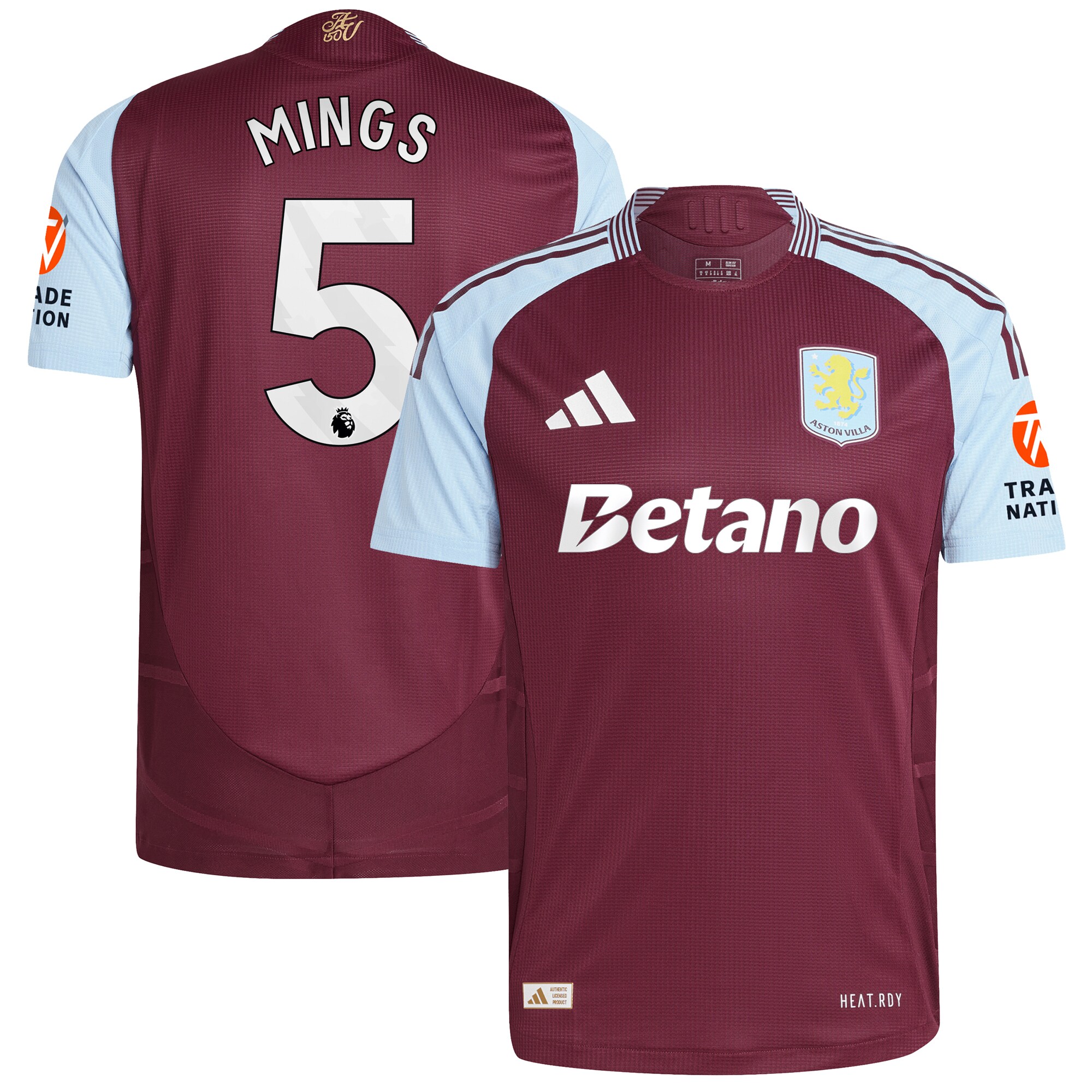 aston villa adidas home authentic shirt 2024-25 with mings 5 printing Collection | Aston Villa Football Kits and Shirts