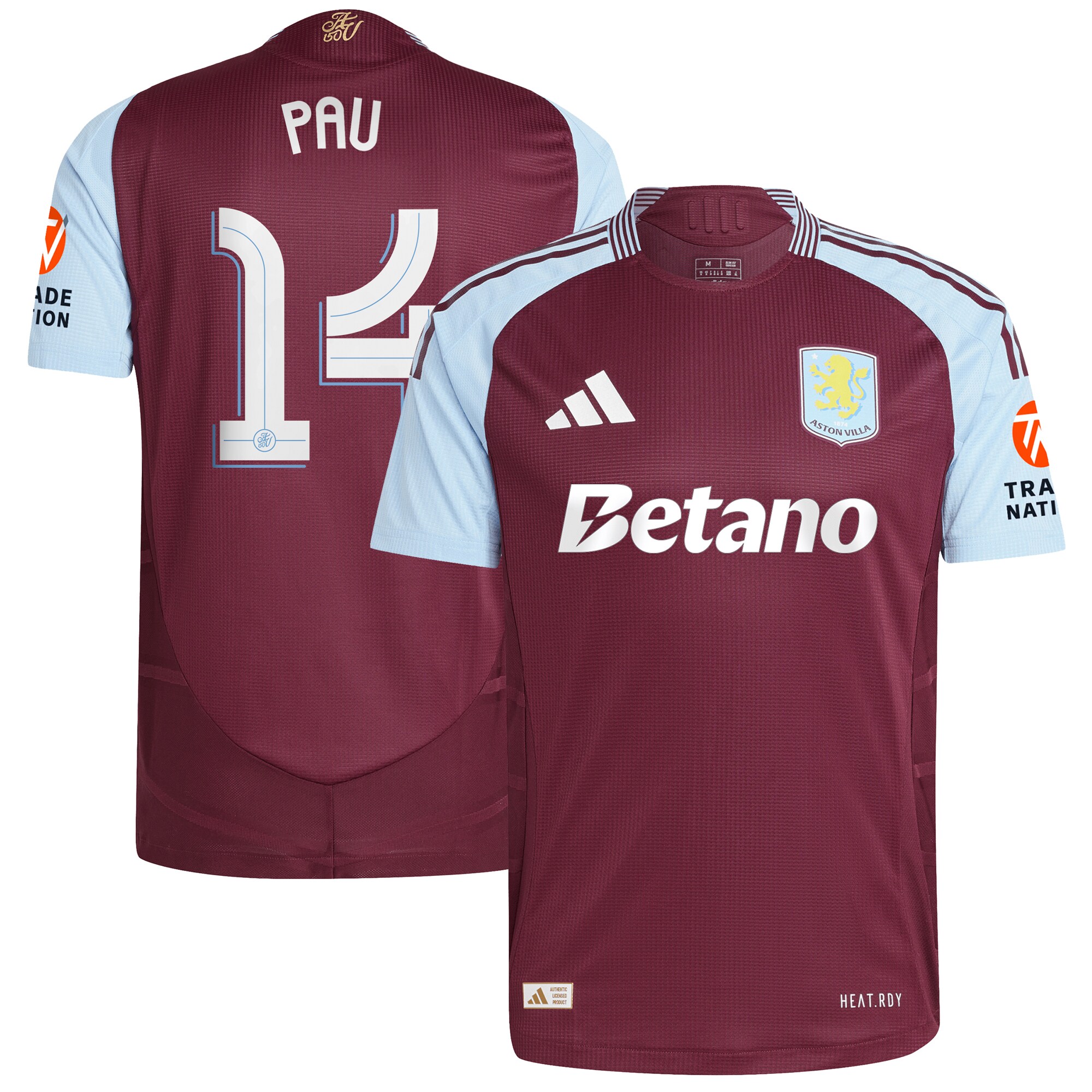 aston villa adidas home authentic shirt 2024-25 with pau 14 cup printing Collection | Aston Villa Football Kits and Shirts