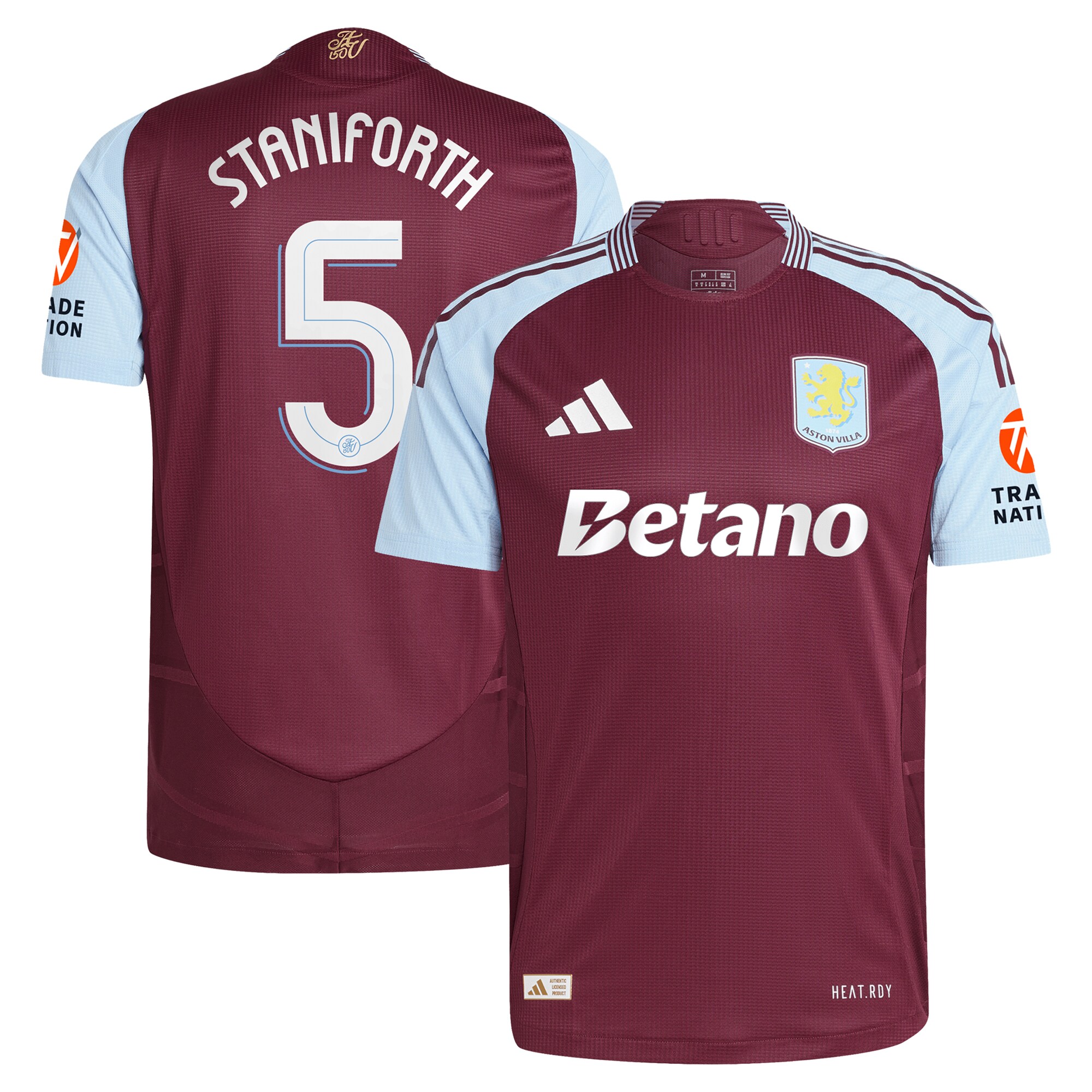 aston villa adidas home authentic shirt 2024-25 with staniforth 5 cup printing Collection | Aston Villa Football Kits and Shirts
