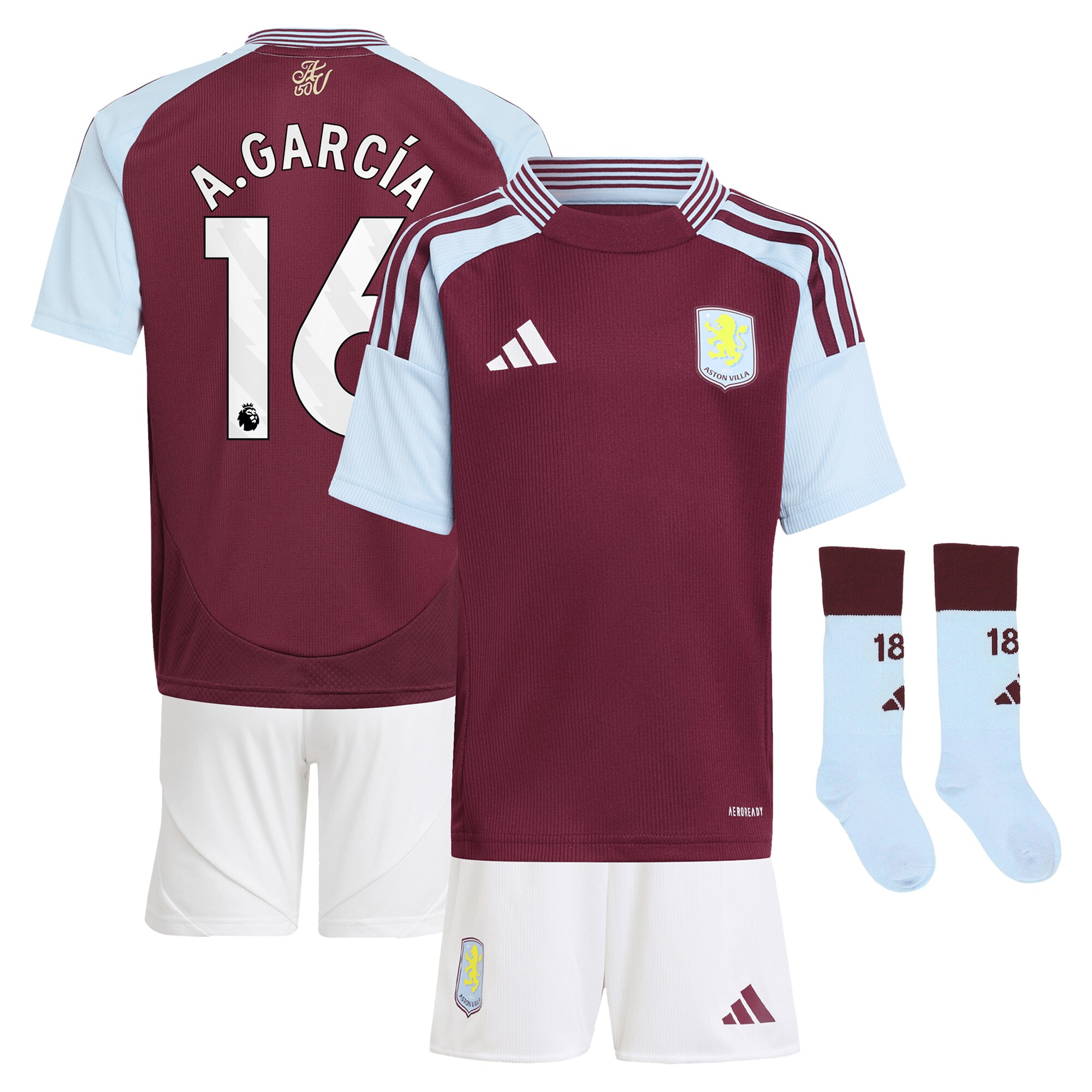 aston villa adidas home mini kit 2024-25 with a.garcía 16 printing Collection | Aston Villa Football Kits and Shirts