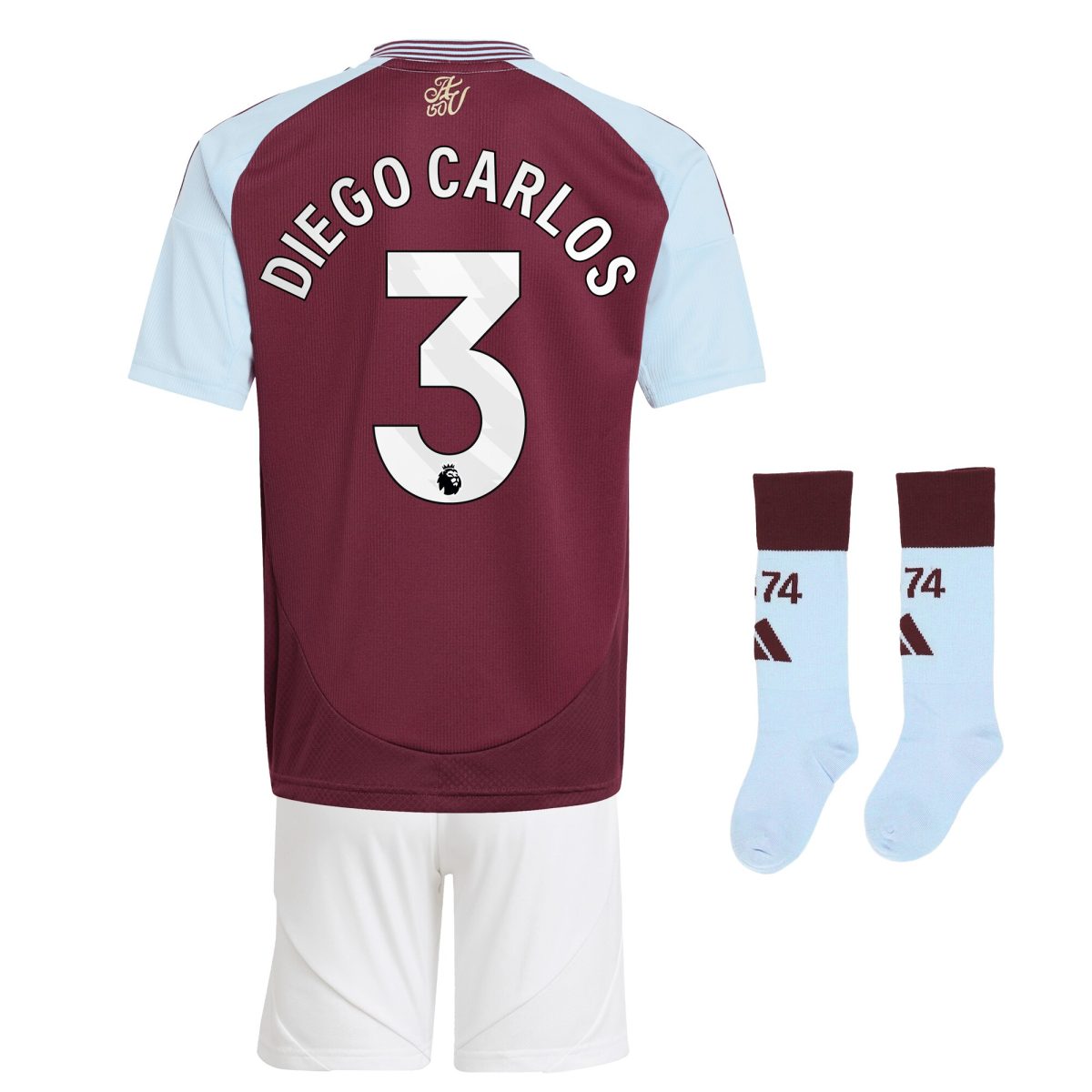 aston villa adidas home mini kit 2024-25 with diego carlos 3 printing Collection | Aston Villa Football Kits and Shirts