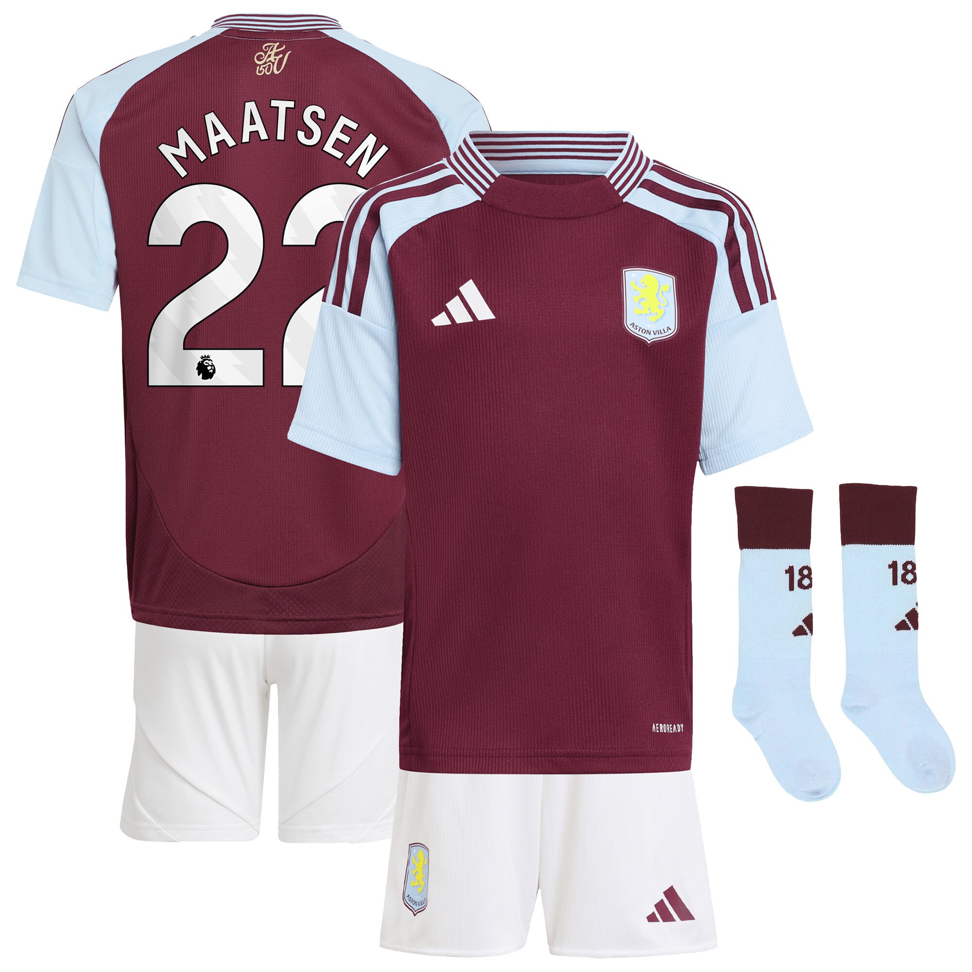 aston villa adidas home mini kit 2024-25 with maatsen 22 printing Collection | Aston Villa Football Kits and Shirts