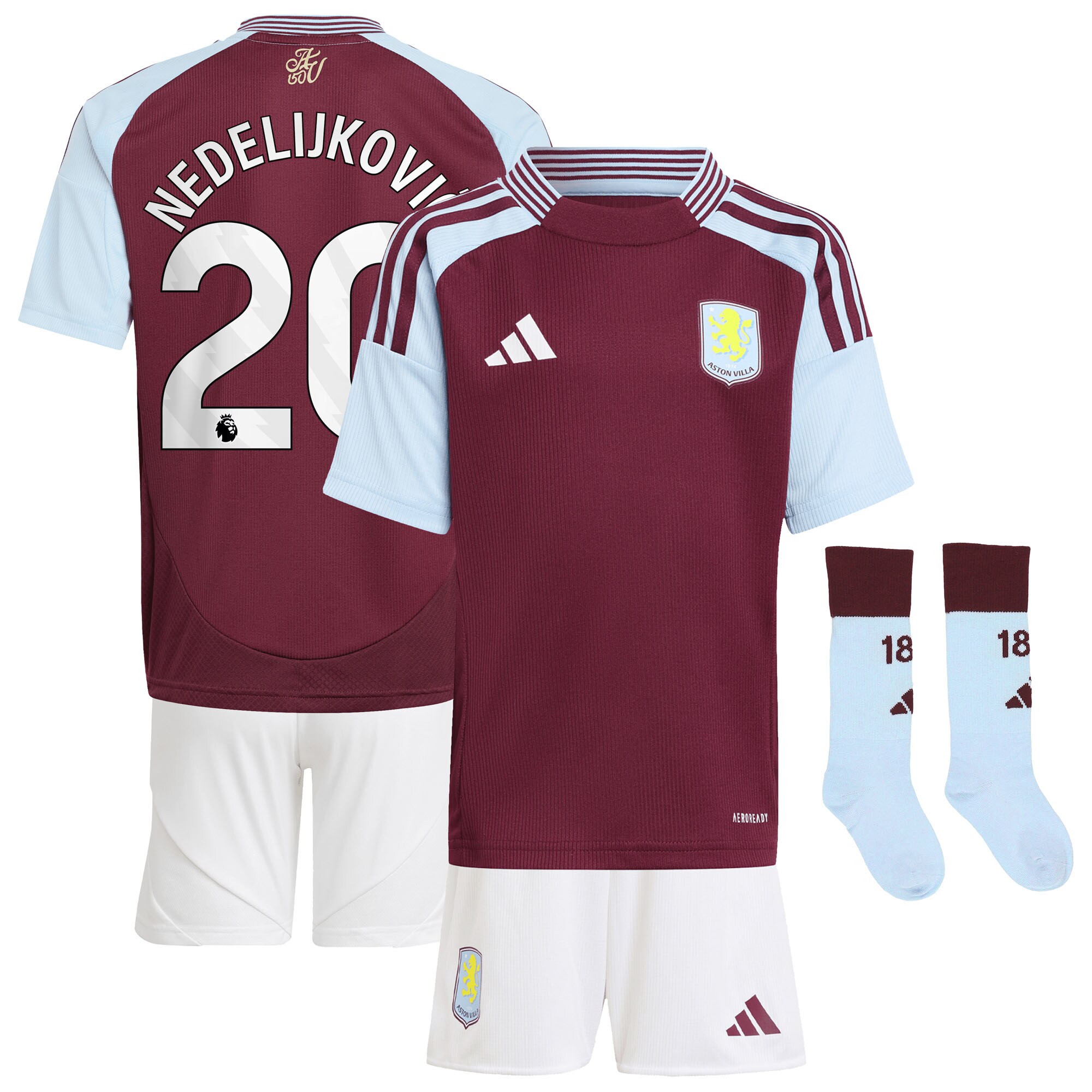aston villa adidas home mini kit 2024-25 with nedeljković 20 printing Collection | Aston Villa Football Kits and Shirts