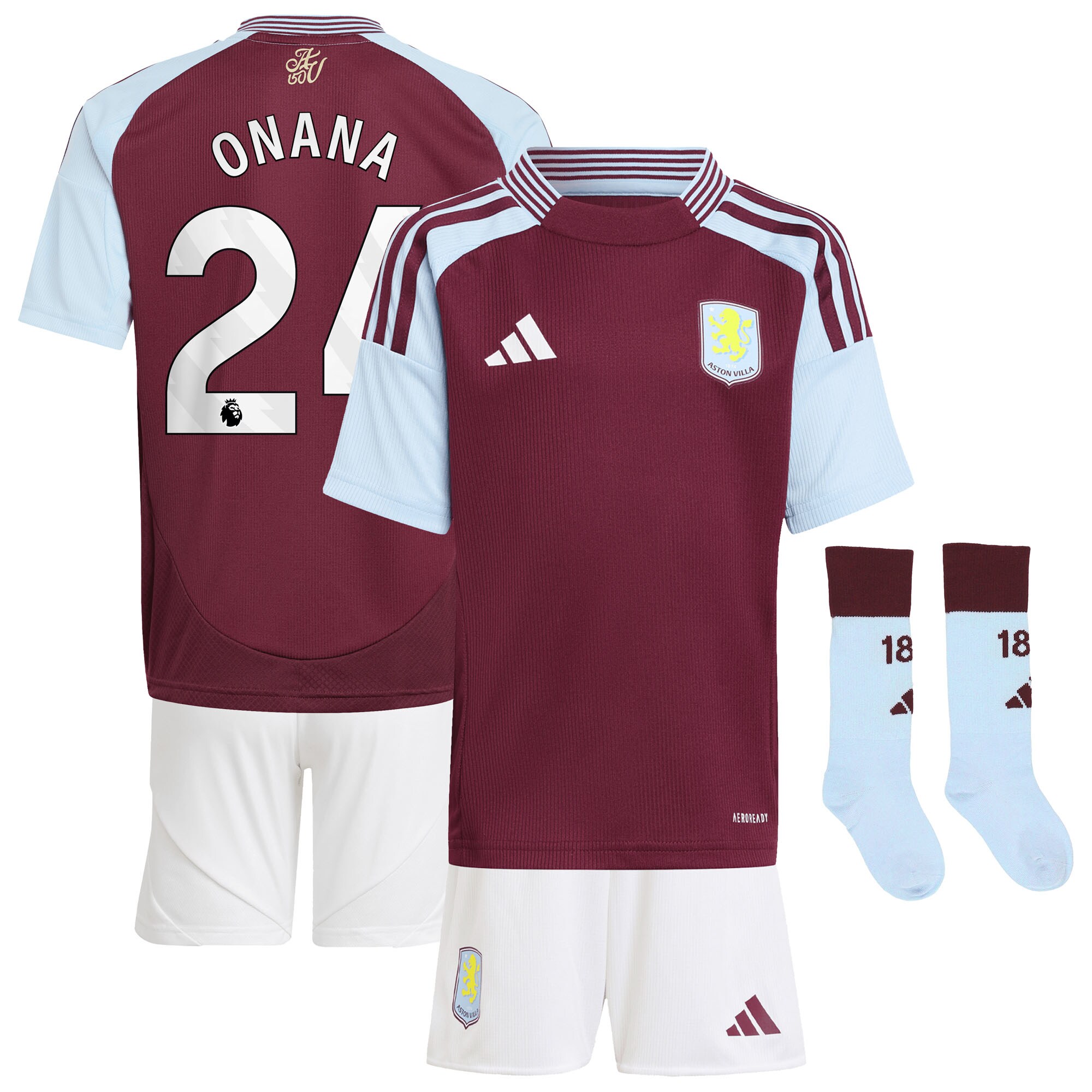 aston villa adidas home mini kit 2024-25 with onana 24 printing Collection | Aston Villa Football Kits and Shirts