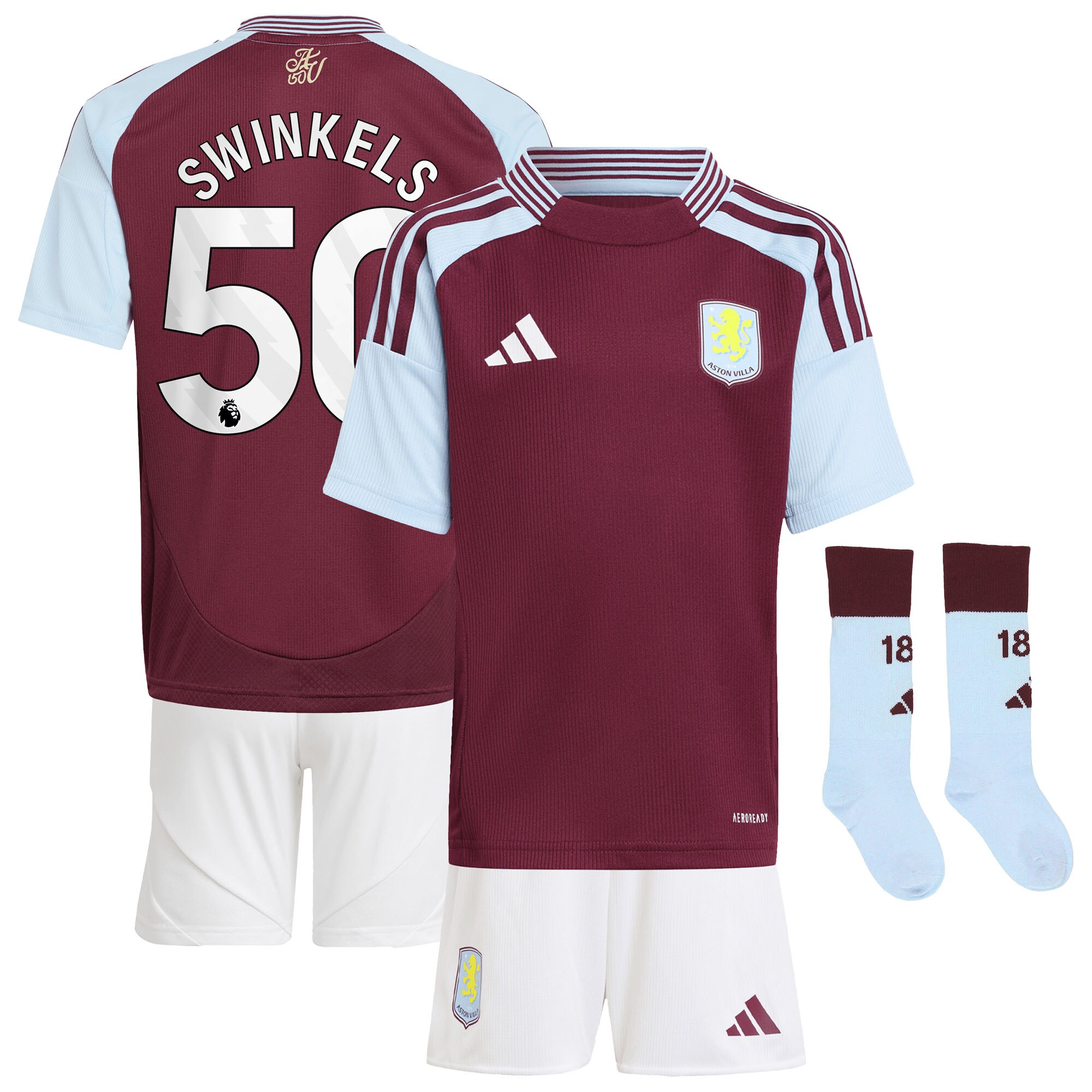 aston villa adidas home mini kit 2024-25 with swinkels 50 printing Collection | Aston Villa Football Kits and Shirts