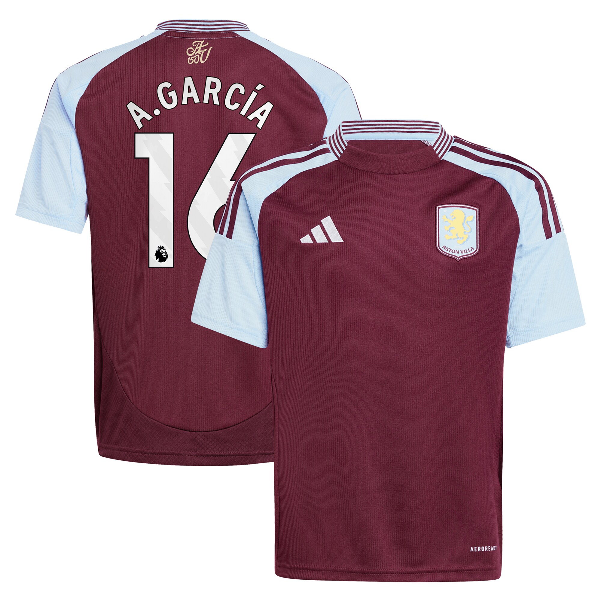 aston villa adidas home shirt 2024-25 – kids with a.garcía 16 printing Collection | Aston Villa Football Kits and Shirts