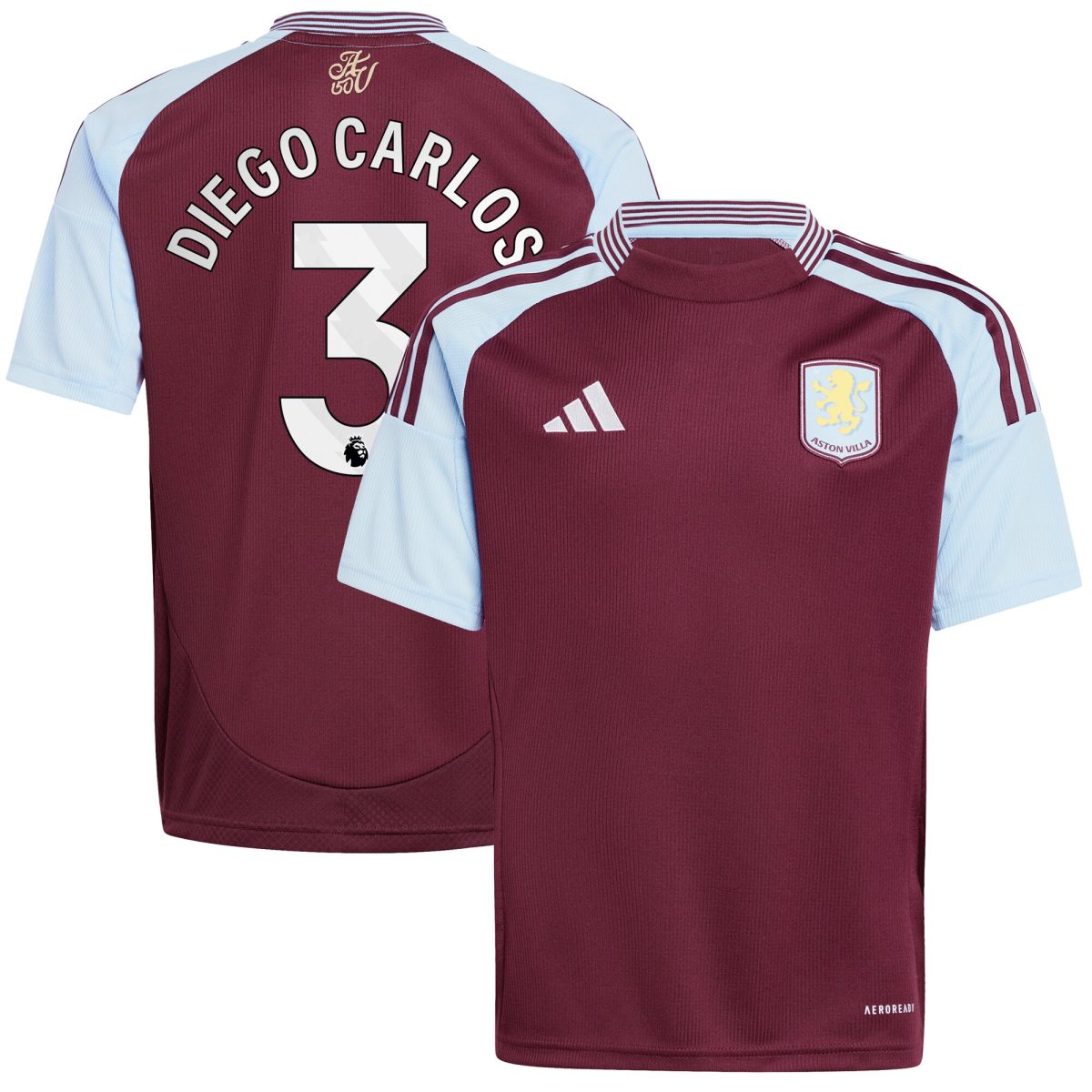 aston villa adidas home shirt 2024-25 – kids with diego carlos 3 printing Collection | Aston Villa Football Kits and Shirts