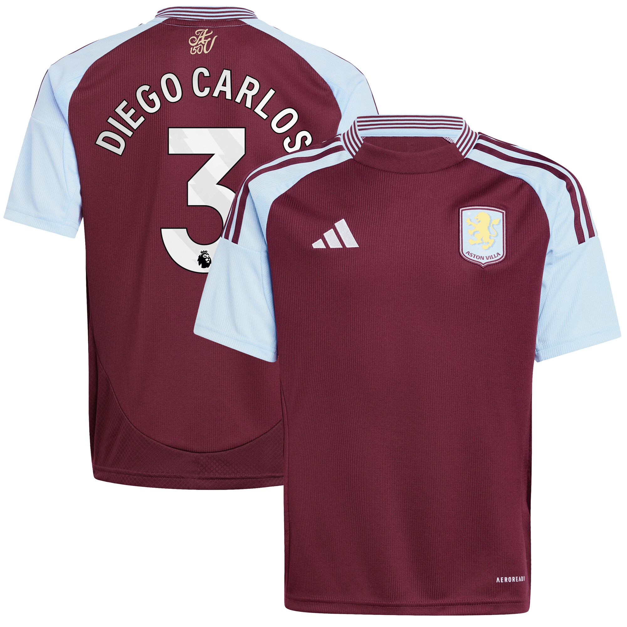aston villa adidas home shirt 2024-25 – kids with diego carlos 3 printing Collection | Aston Villa Football Kits and Shirts