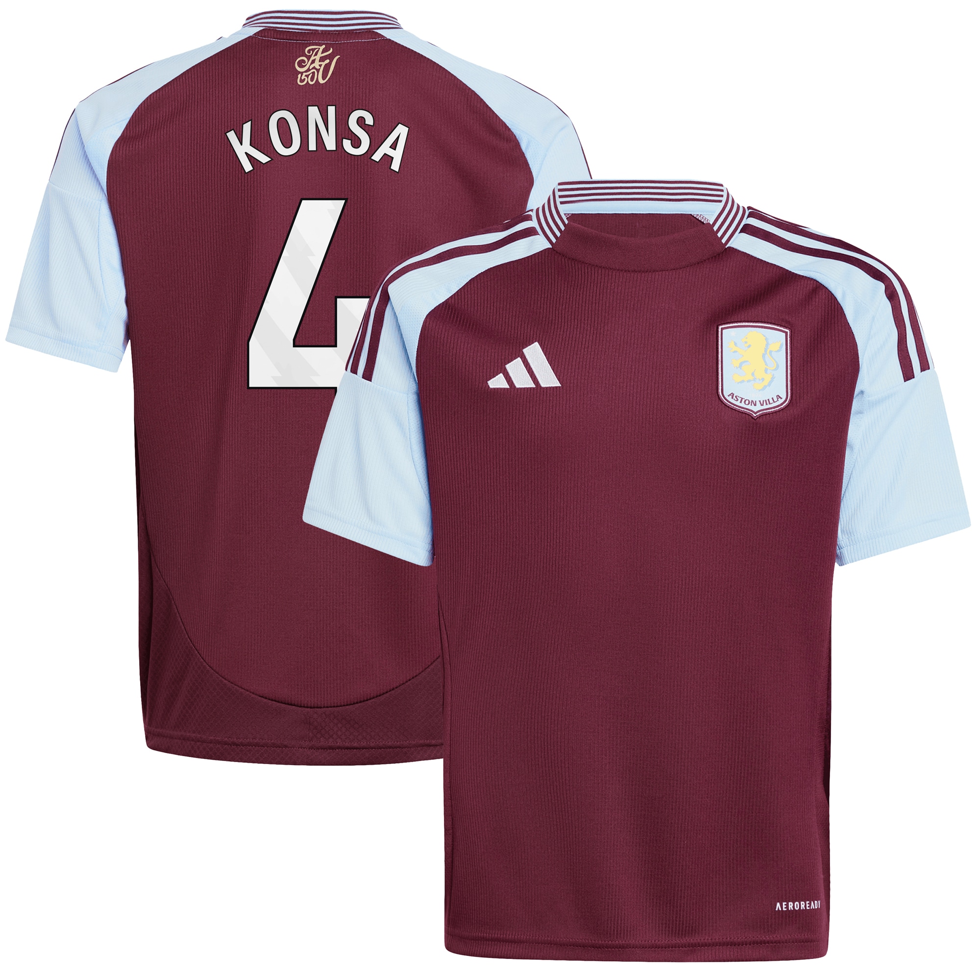 aston villa adidas home shirt 2024-25 – kids with konsa 4 printing Collection | Aston Villa Football Kits and Shirts